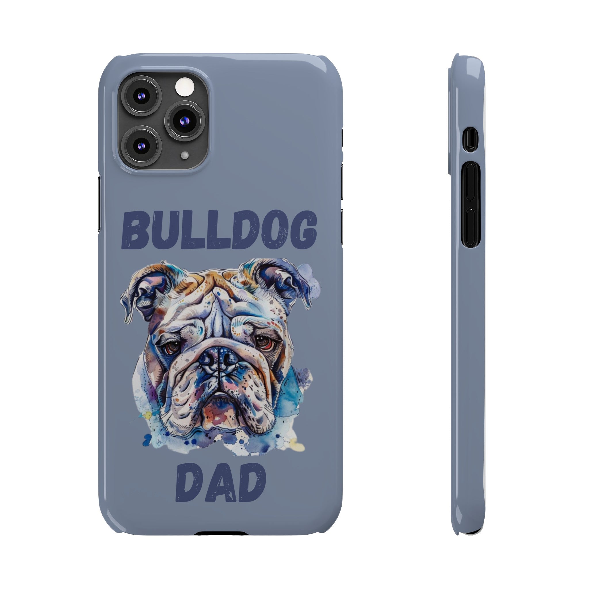 Bulldog Dad iPhone Cases (English/Watercolor)