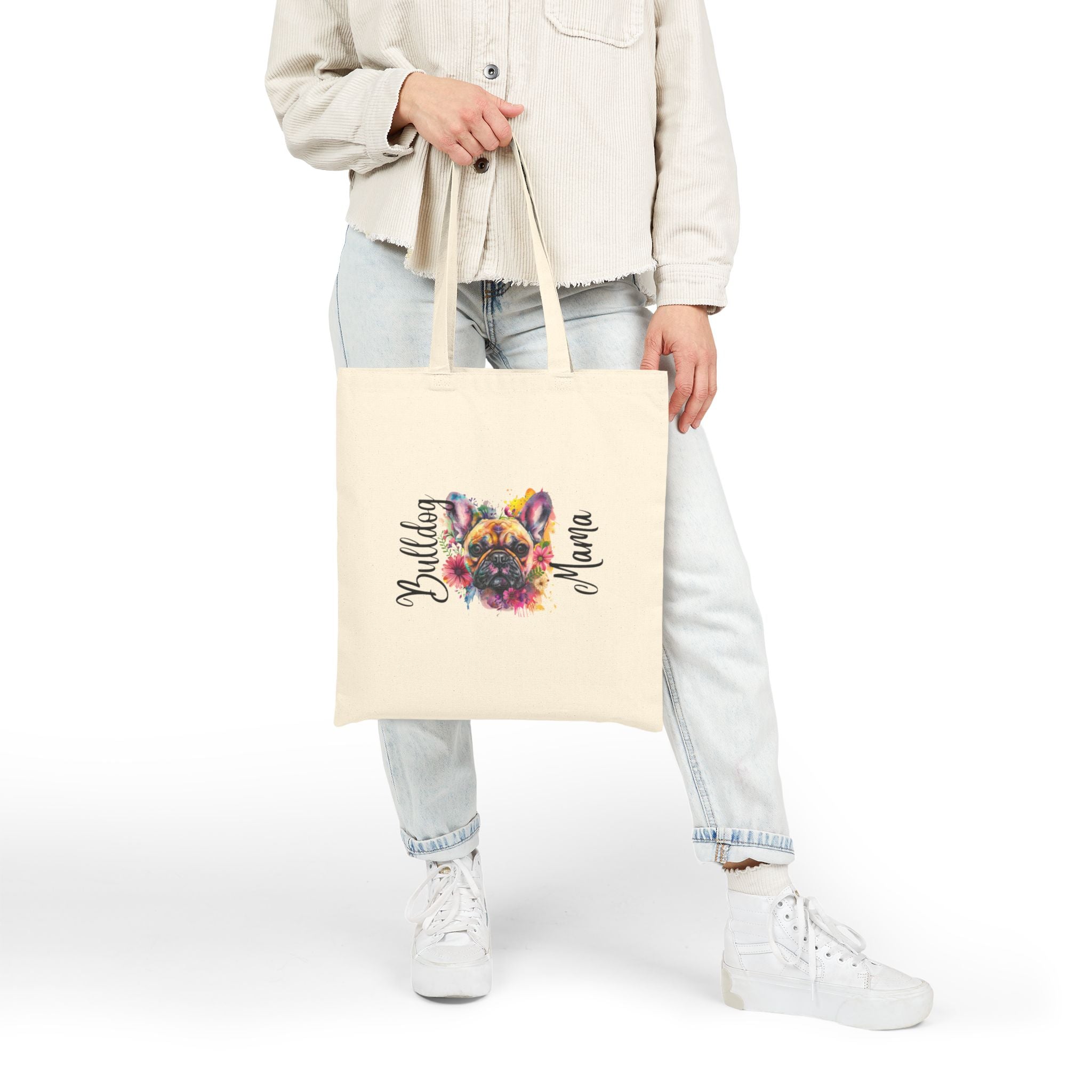 Bulldog Mama Cotton Canvas Tote Bag (French2)