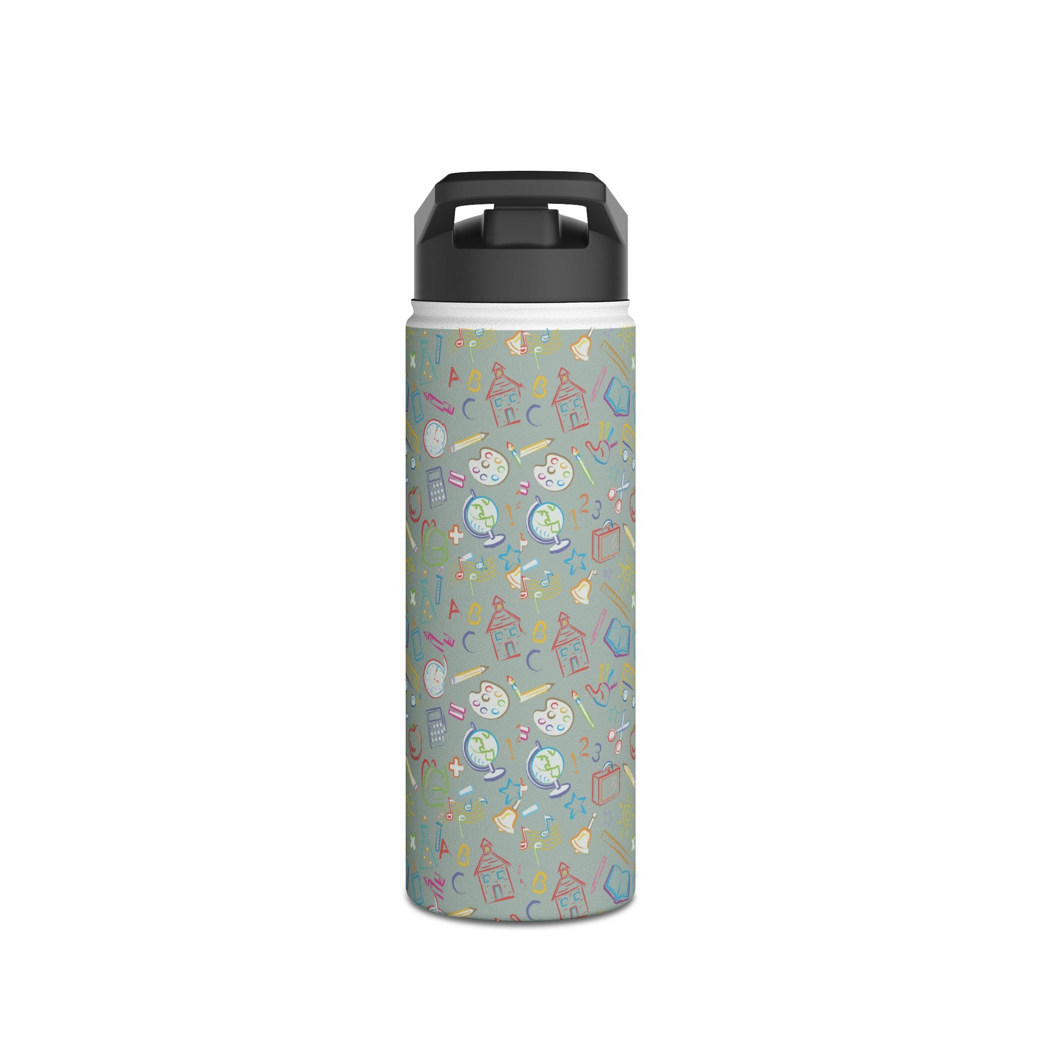 Smarty Paws Back-to-School Bulldog Water Bottle (White/English)