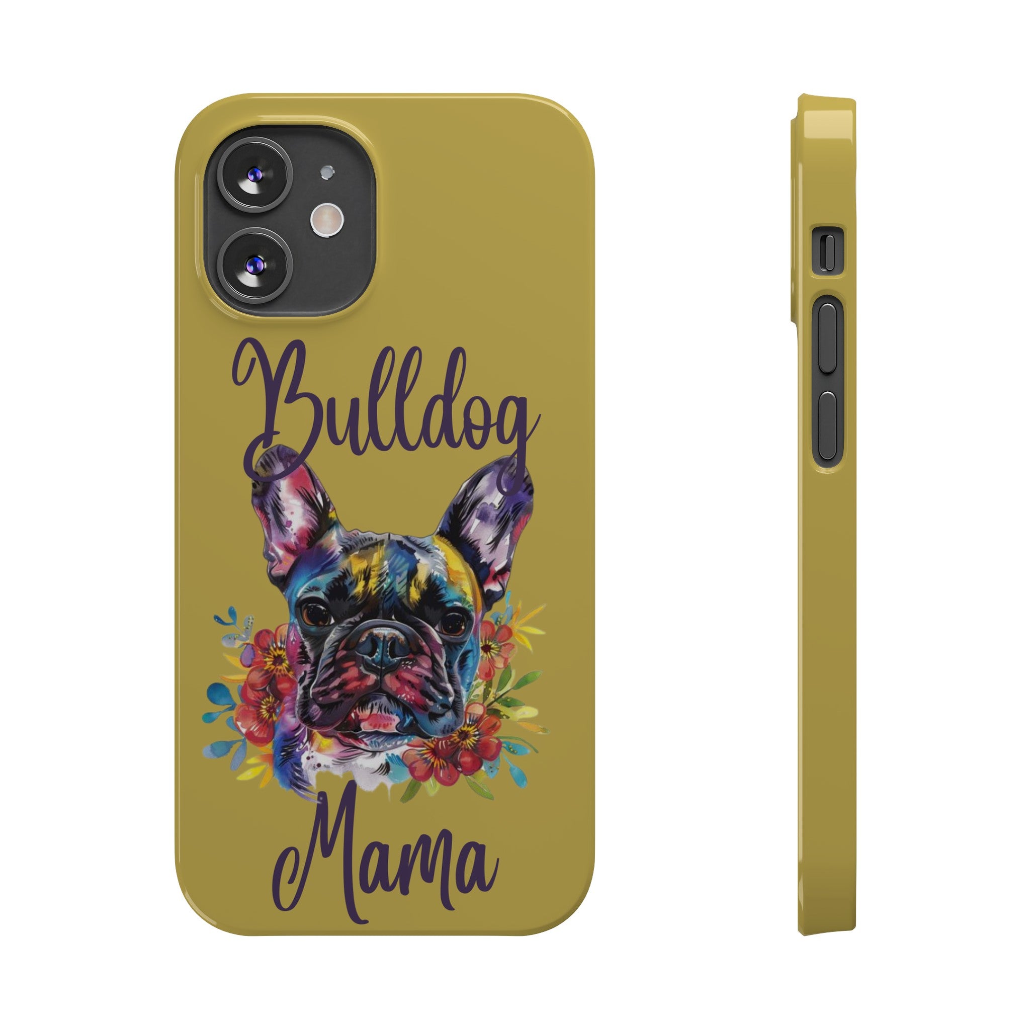 Bulldog Mama iPhone Cases (French/Lime)