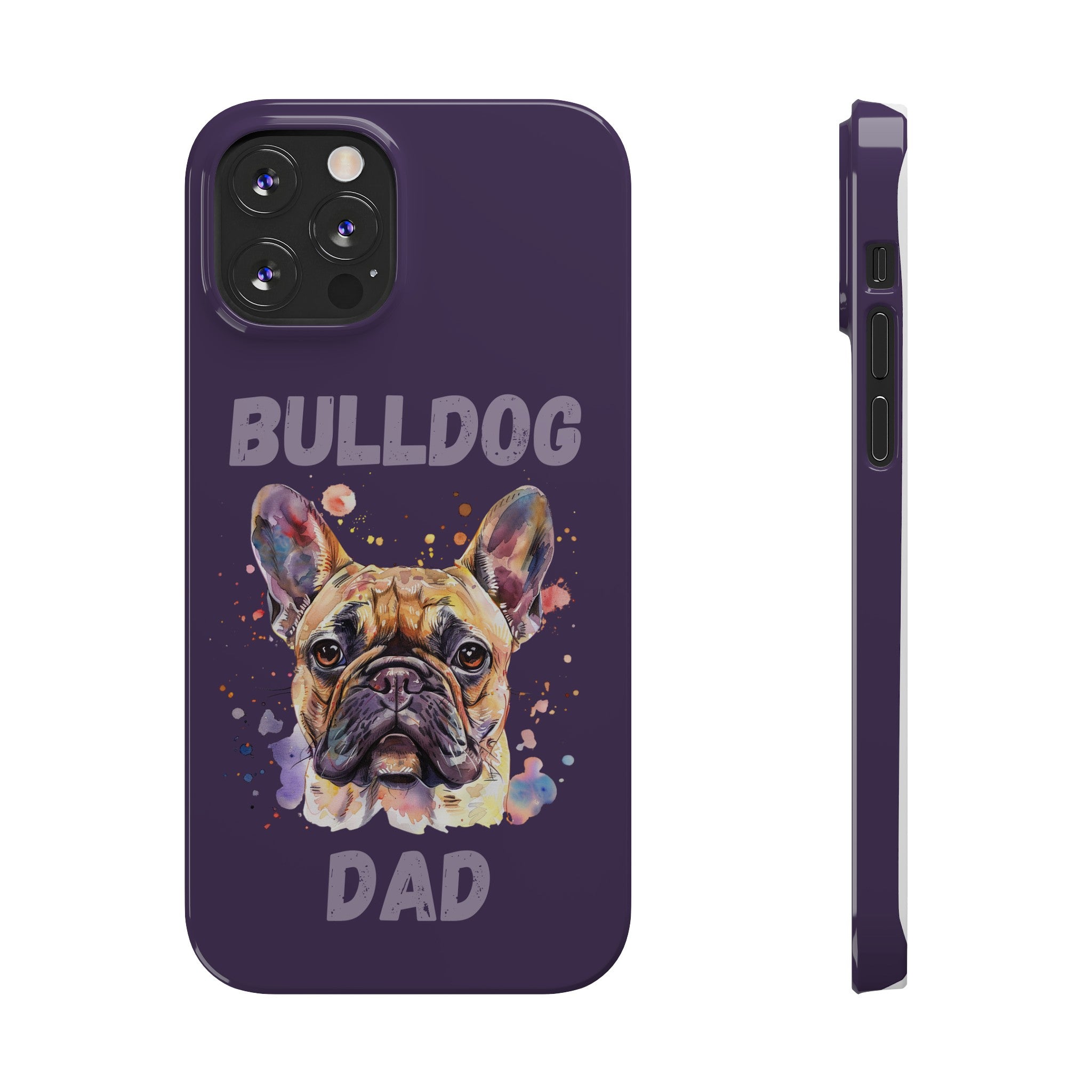 Bulldog Dad iPhone Cases (French/Purple)
