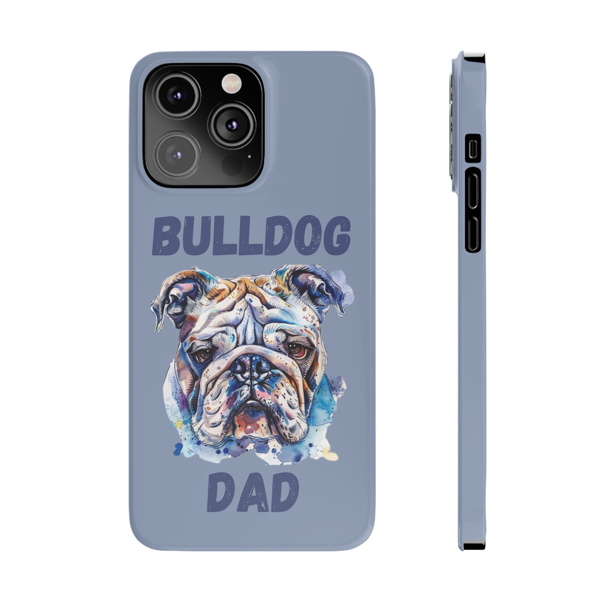 Bulldog Dad iPhone Cases (English/Watercolor)