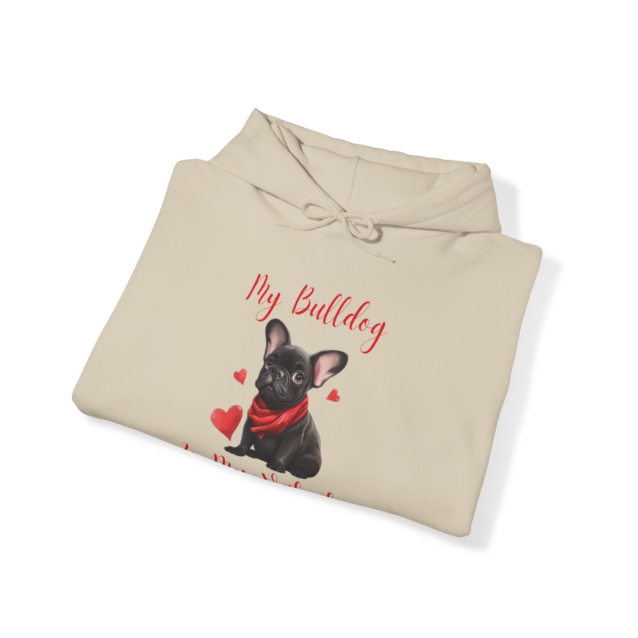 My Bulldog Is My Valentine" - Customizable Bulldog Valentine's Day Hoodie from Tipsy Bully (French/Black)