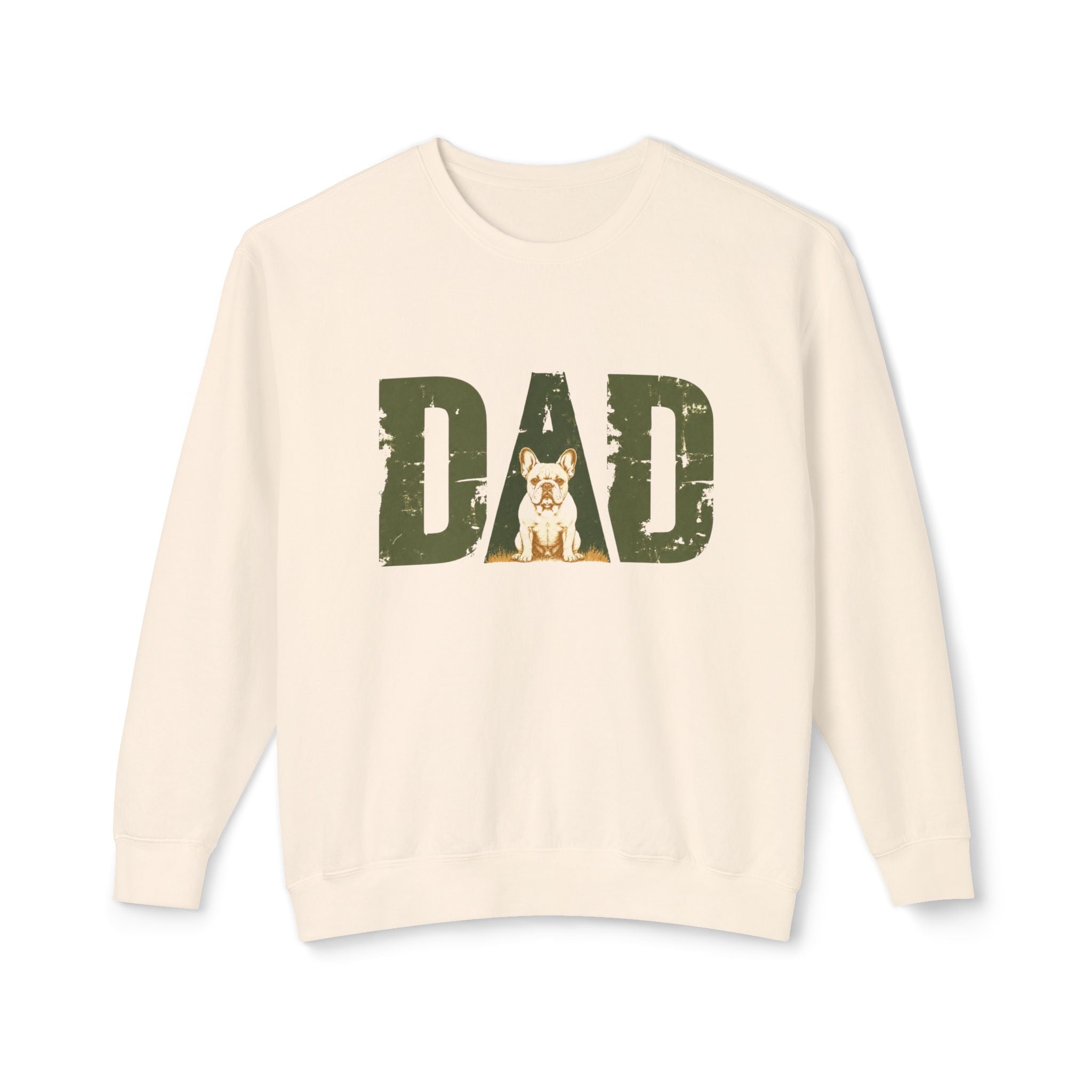 Bulldog Dad Crewneck Sweatshirt | Distressed DAD Sweatshirt for Bulldog Dads (English)