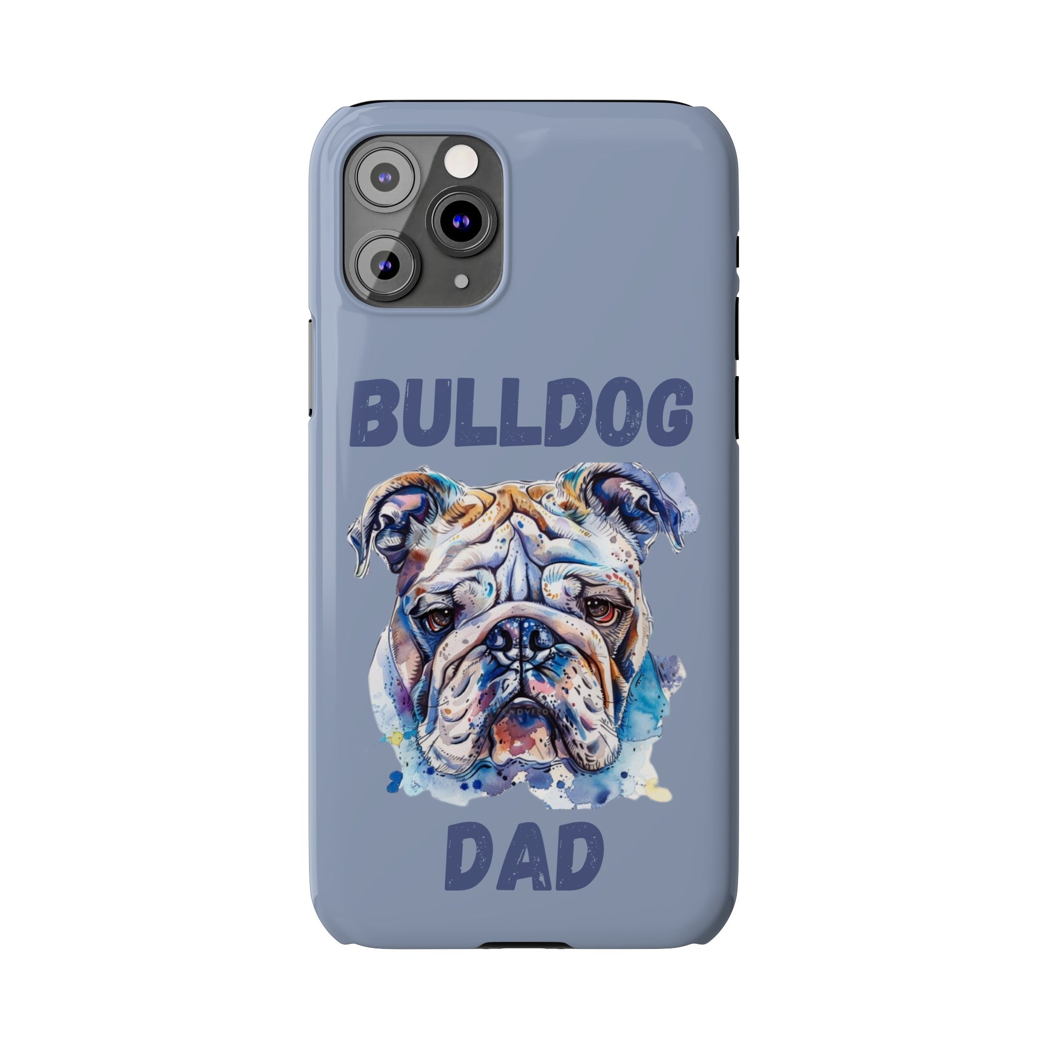 Bulldog Dad iPhone Cases (English/Watercolor)