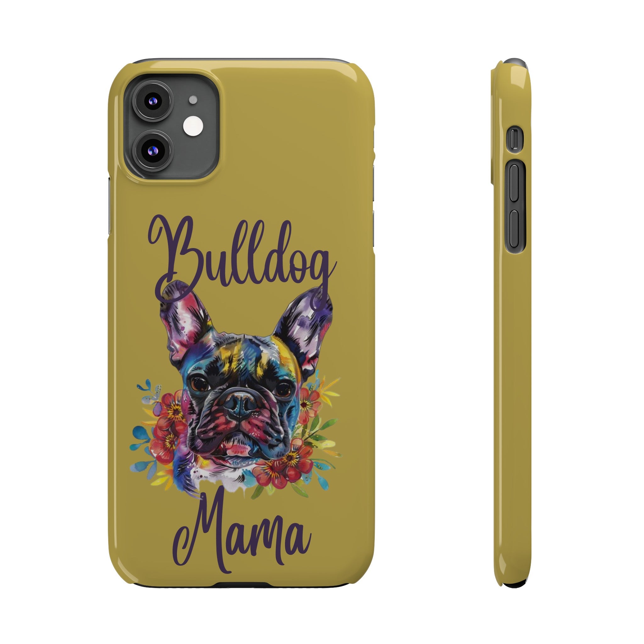 Bulldog Mama iPhone Cases (French/Lime)