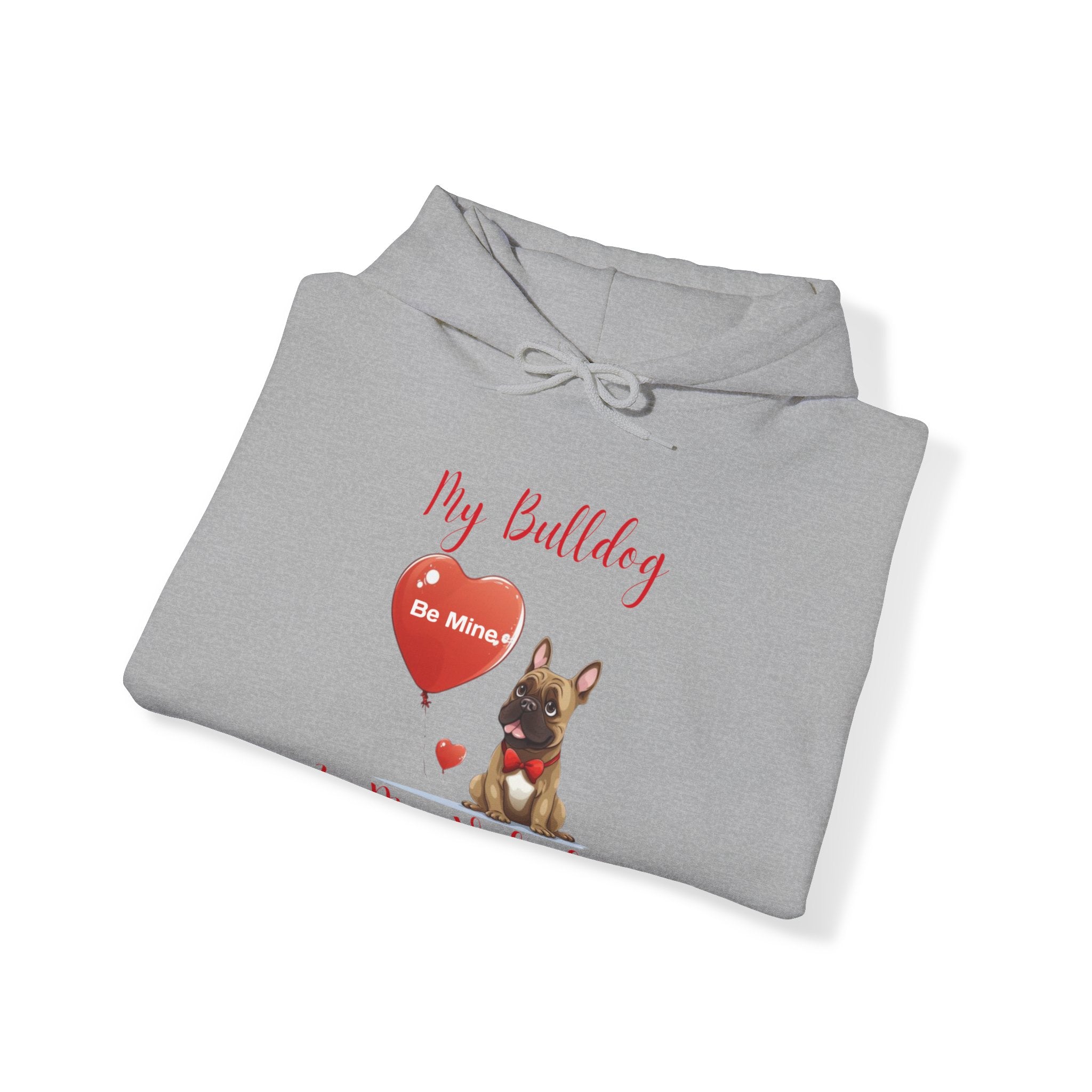 My Bulldog Is My Valentine" - Customizable Bulldog Valentine's Day Hoodie from Tipsy Bully (French/Brown)