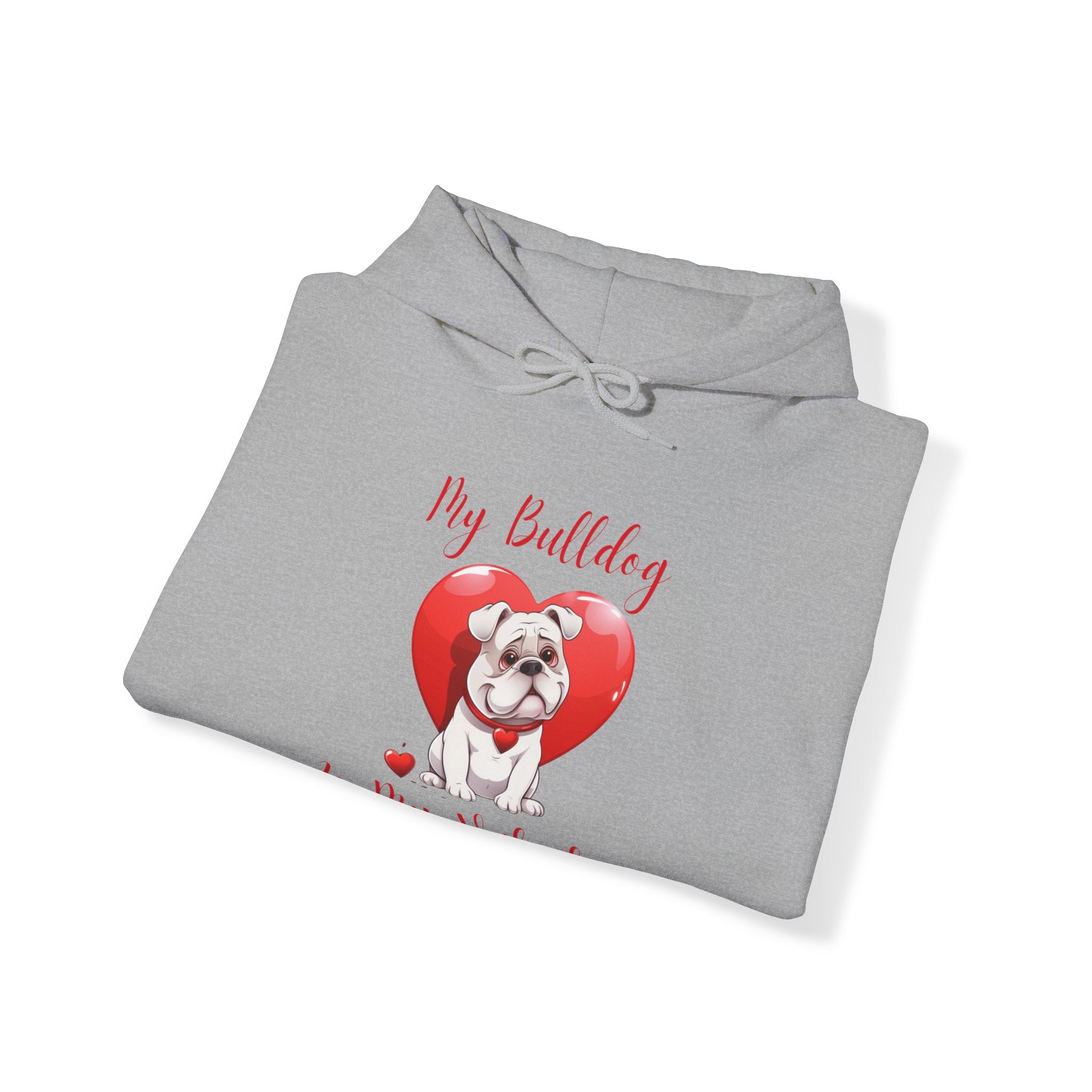 My Bulldog Is My Valentine - Customizable Bulldog Valentine's Day Hoodie from Tipsy Bully (English/White)