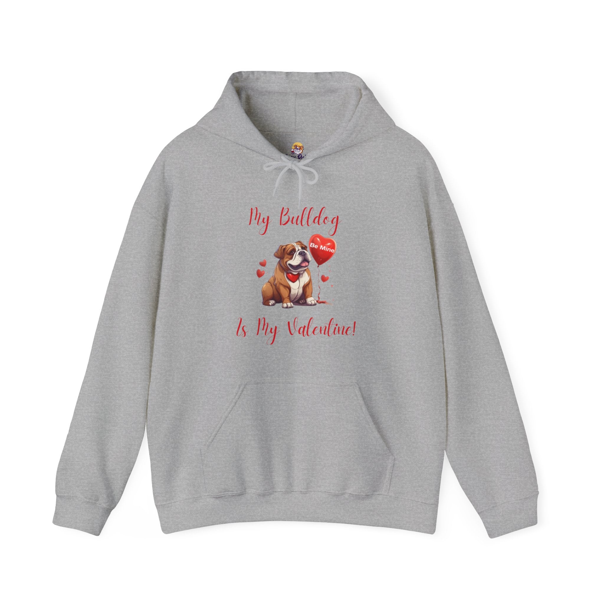 My Bulldog Is My Valentine" - Customizable Bulldog Valentine's Day Hoodie from Tipsy Bully (English/Brown)