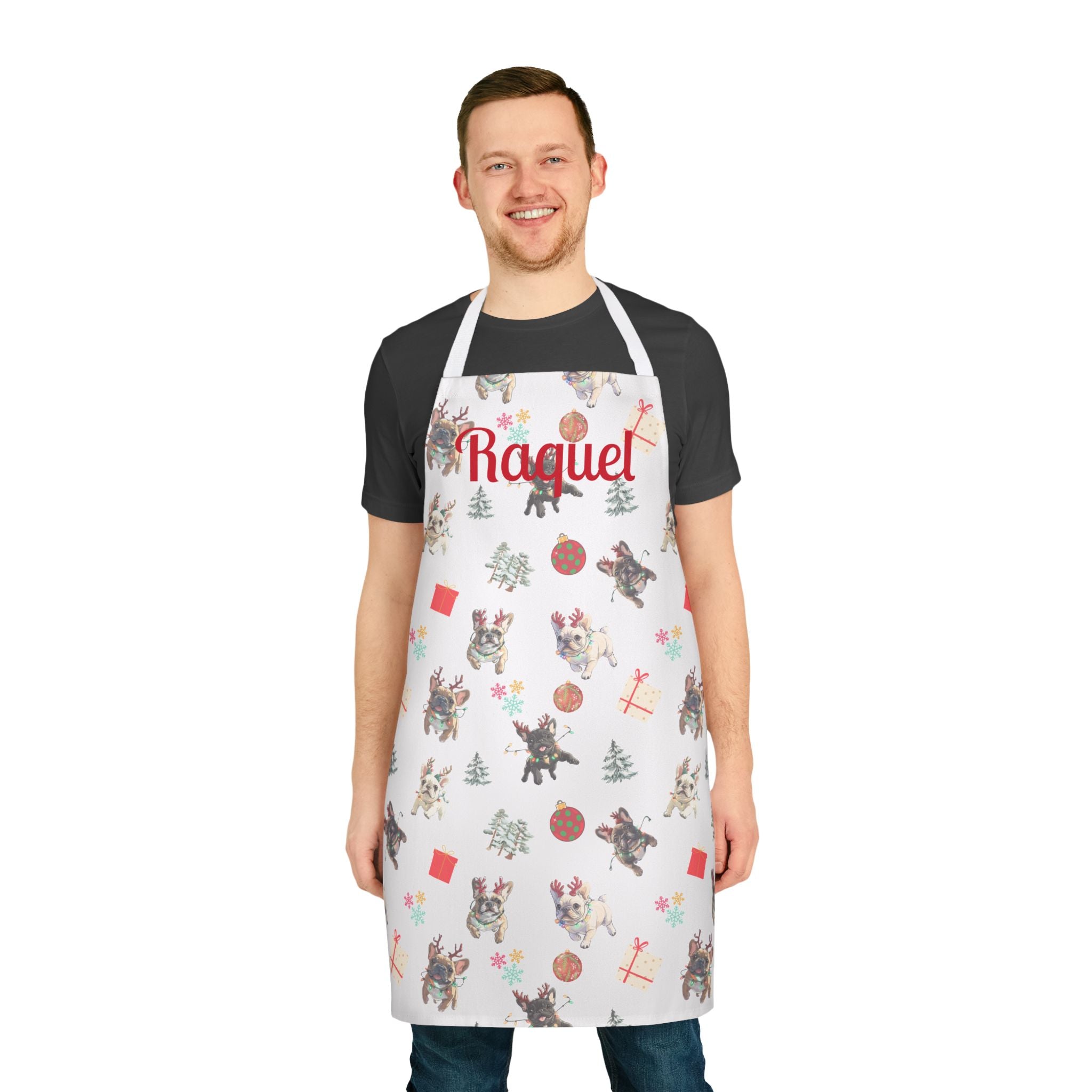 Tipsy Bulldog Personallized Christmas Apron (French)