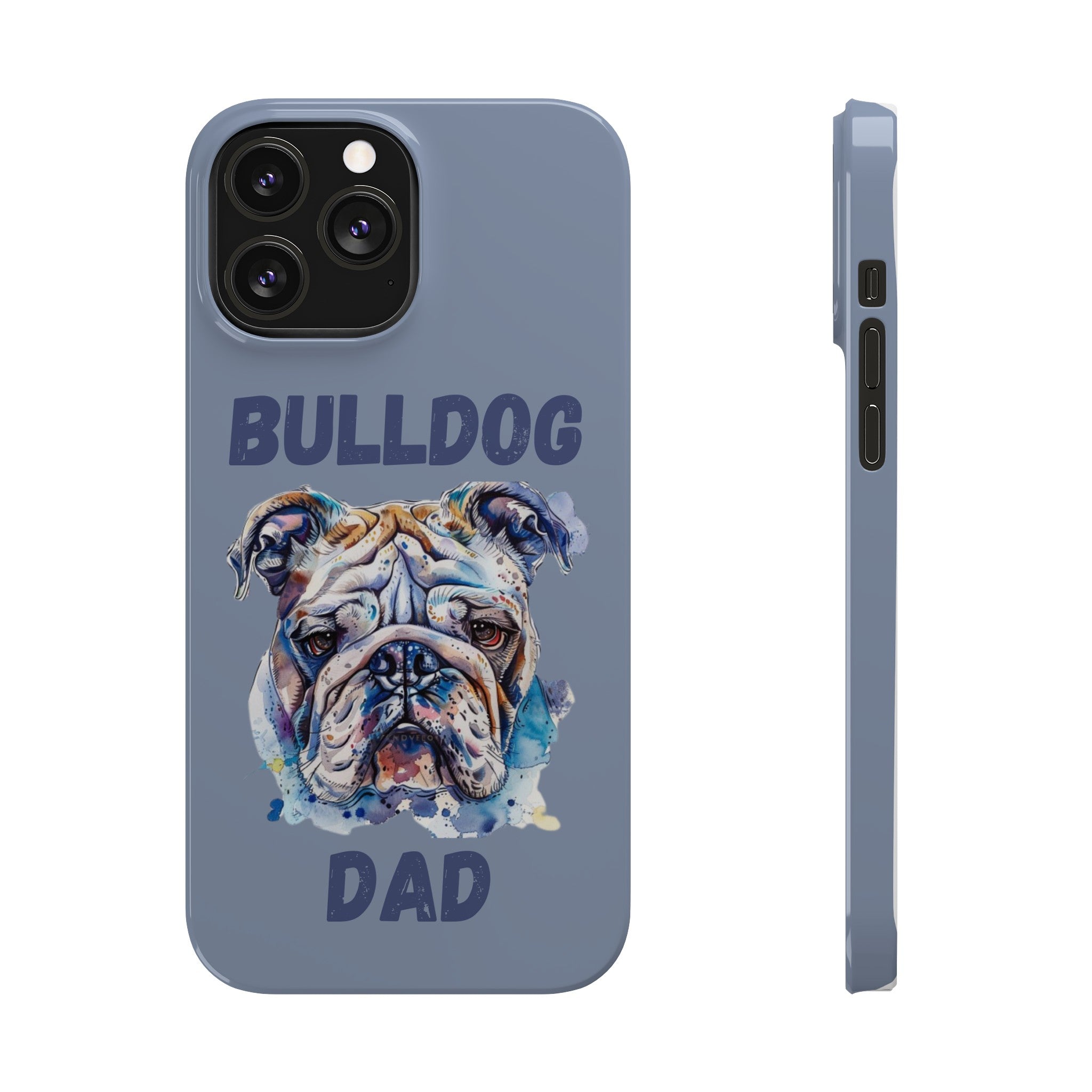 Bulldog Dad iPhone Cases (English/Watercolor)