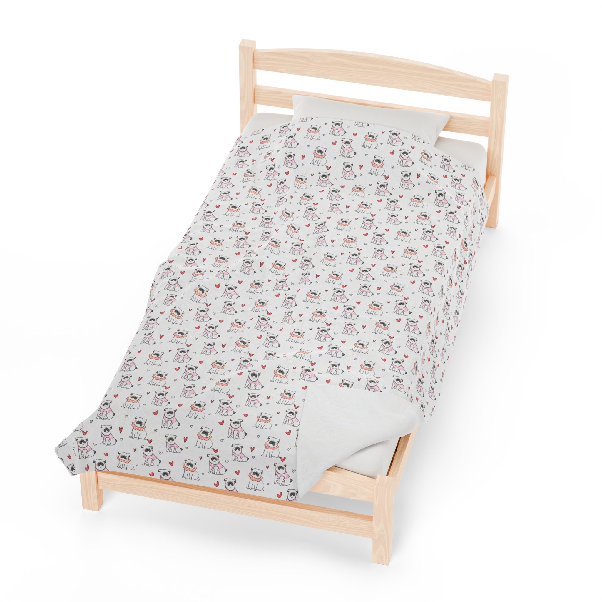 Bulldog Cuddle Haven: All-Over-Print Velveteen Blanket (English)