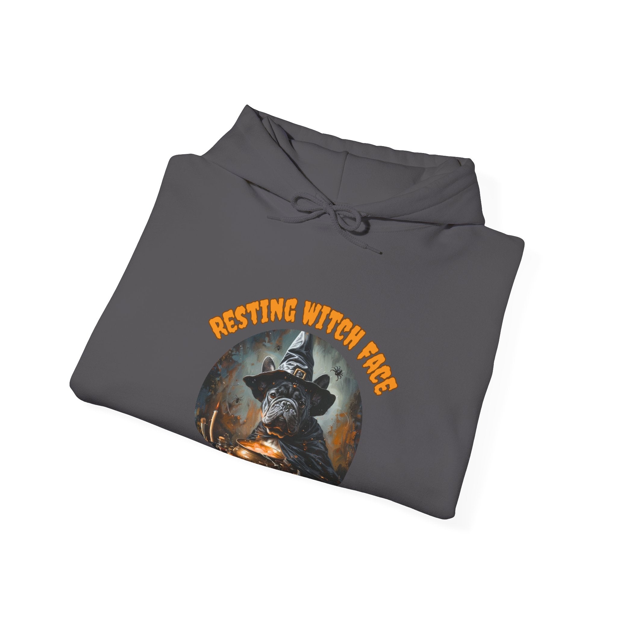 "Resting Witch Face" Halloween Bulldog Hoodie (Black/French)