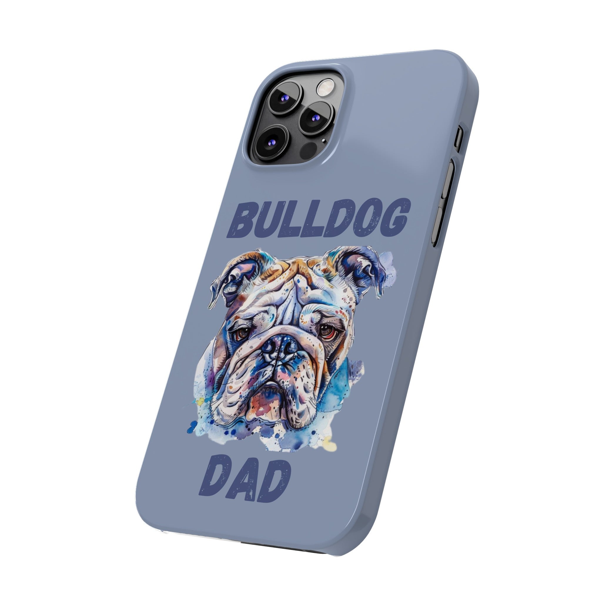Bulldog Dad iPhone Cases (English/Watercolor)