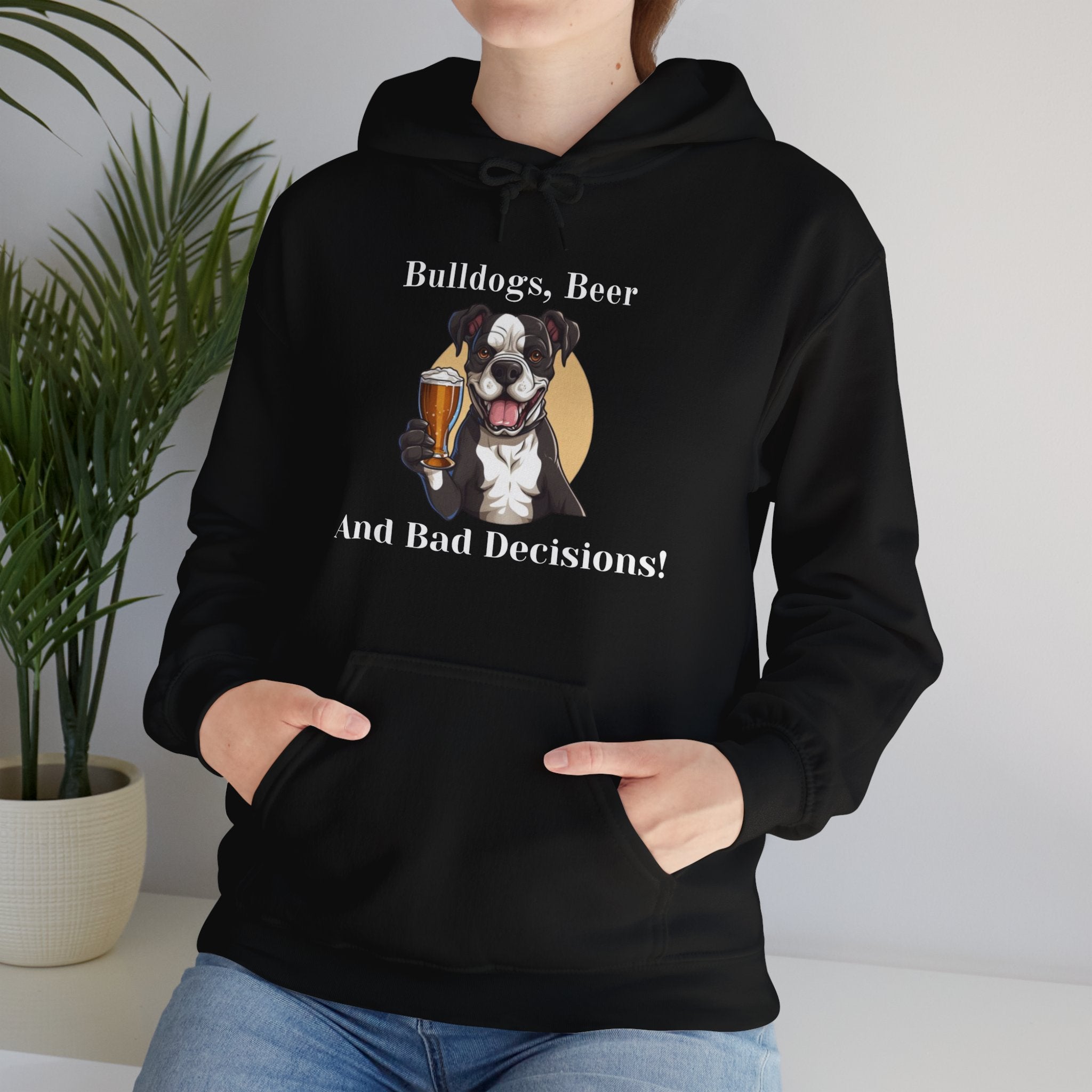 Bulldogs, Beer, and Bad Decisions" Hoodie - Your Go-To Gear for Mischievous Times! option 30 - English Bulldog mom gift | Tipsy Bully