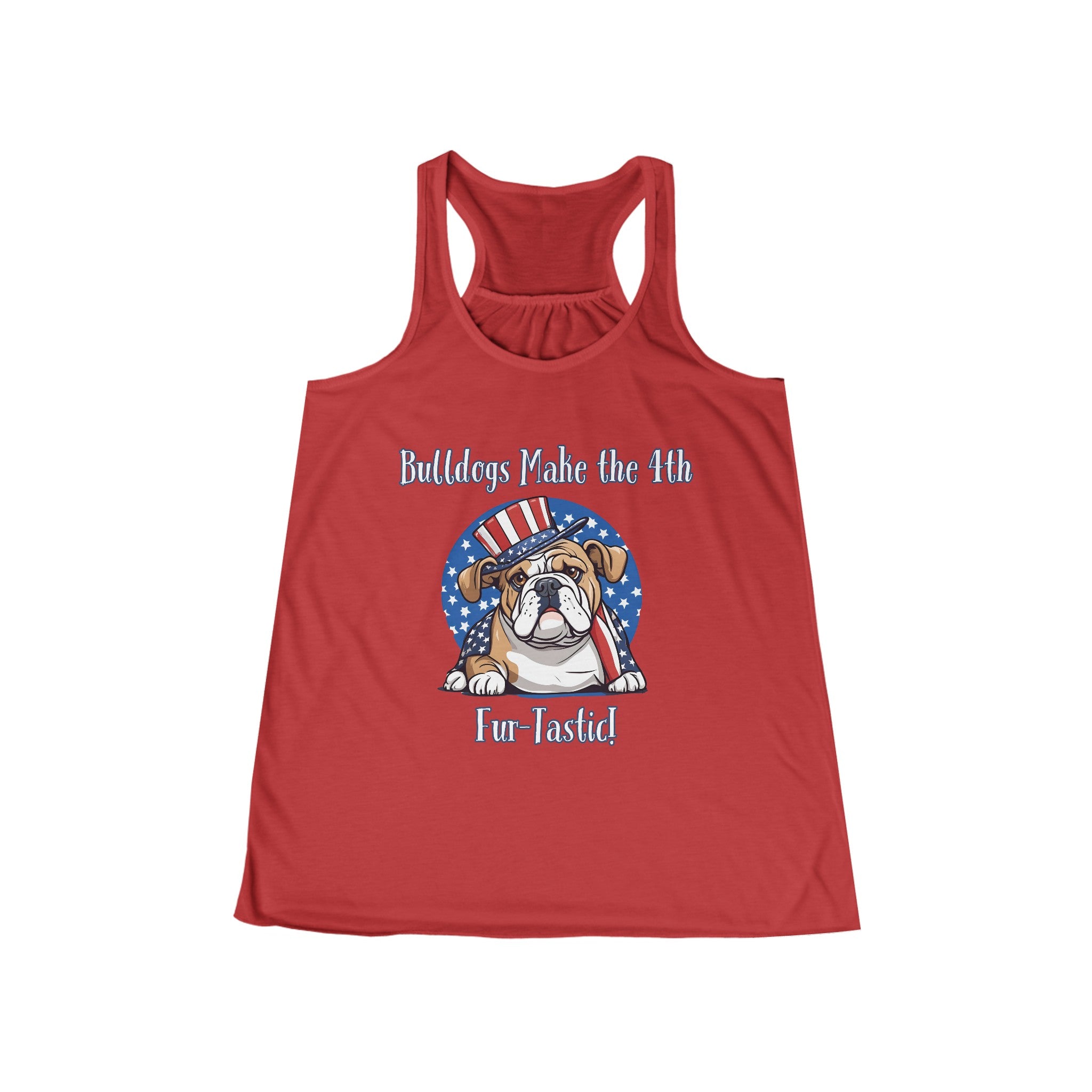 Bulldogs Make the 4th Fur-Tastic Flowy Racerback Tank (Tan/English)