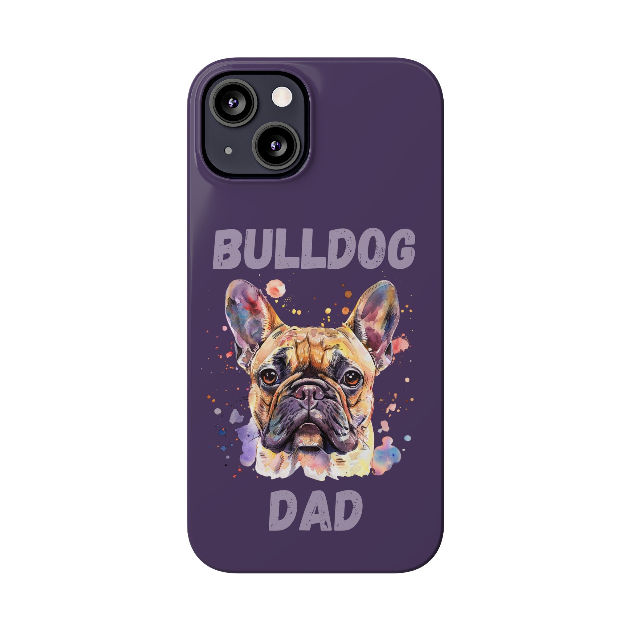 Bulldog Dad iPhone Cases (French/Purple)