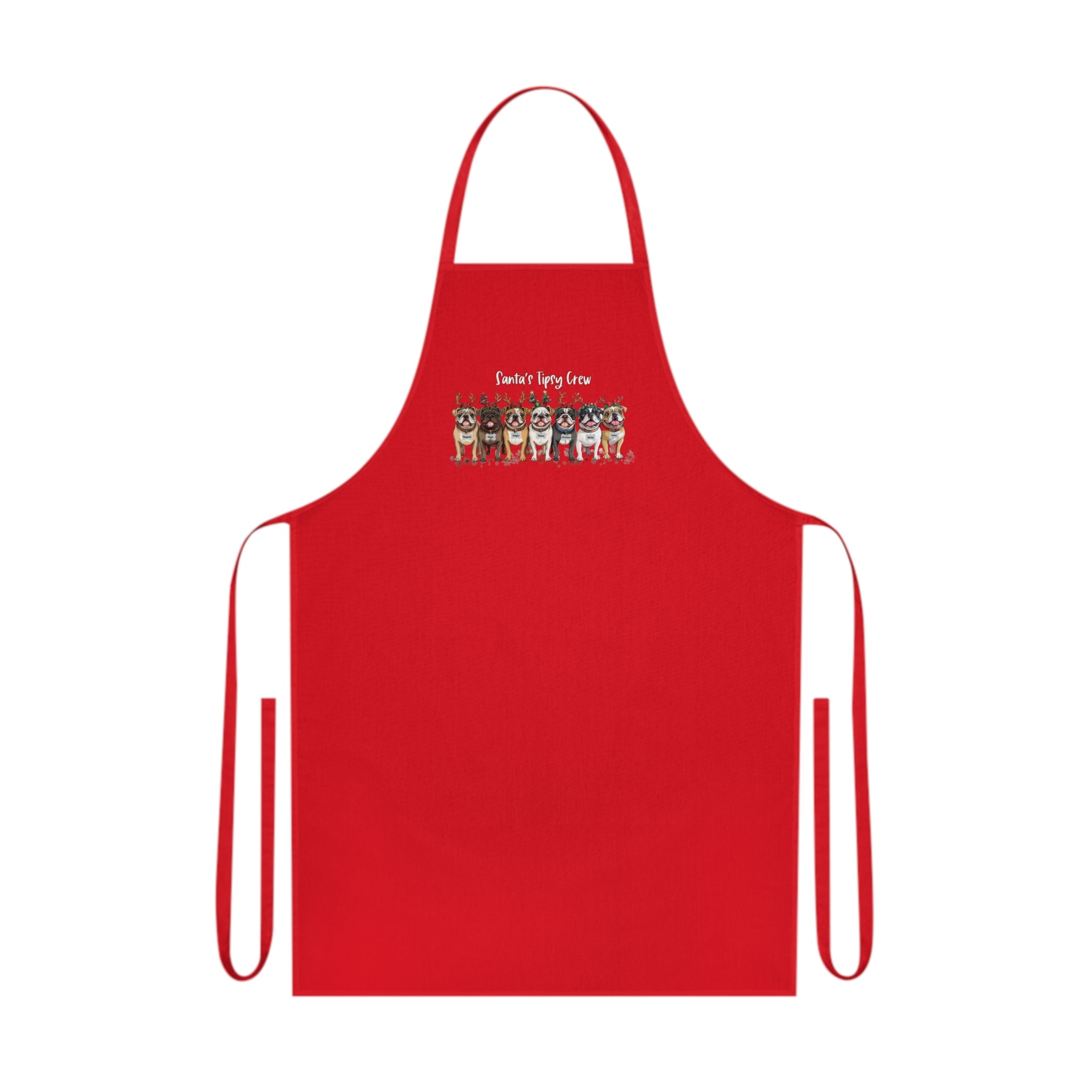 “Santa’s Tipsy Crew” Cotton Apron (English)