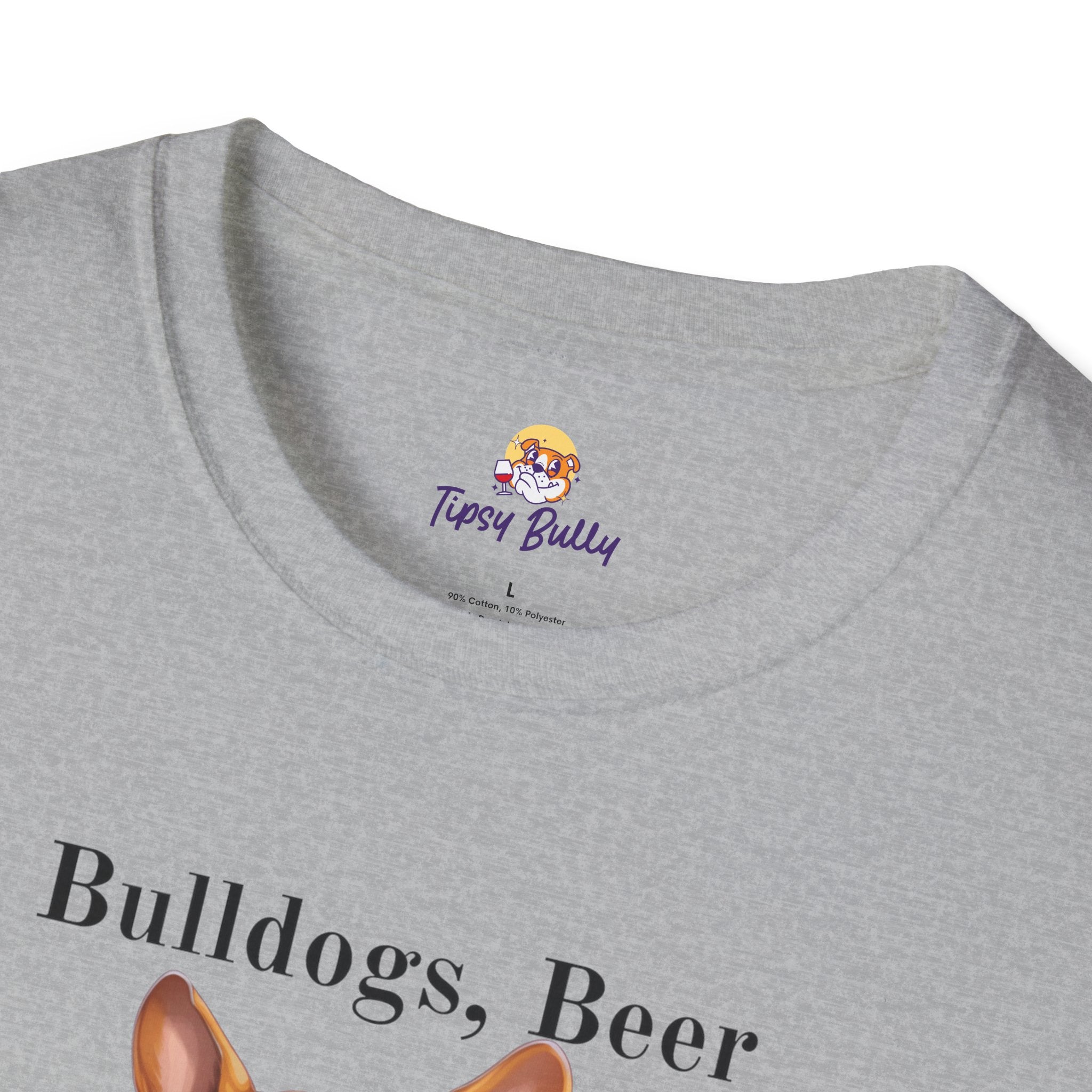 Bulldogs, Beer, and Bad Decisions" Unisex T-Shirt by Tipsy Bully (French/Brown)