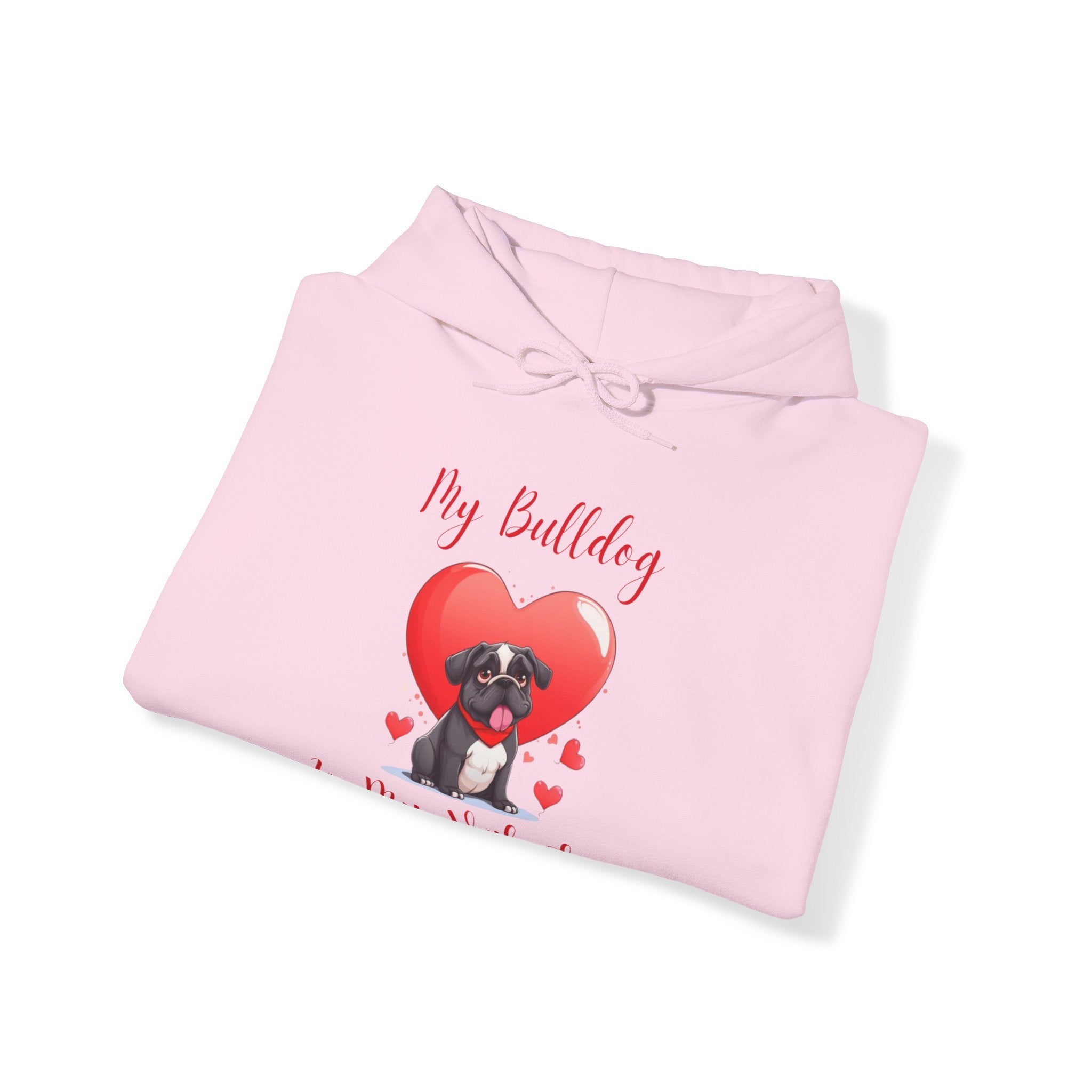 My Bulldog Is My Valentine - Customizable Bulldog Valentine's Day Hoodie from Tipsy Bully (English/Black)