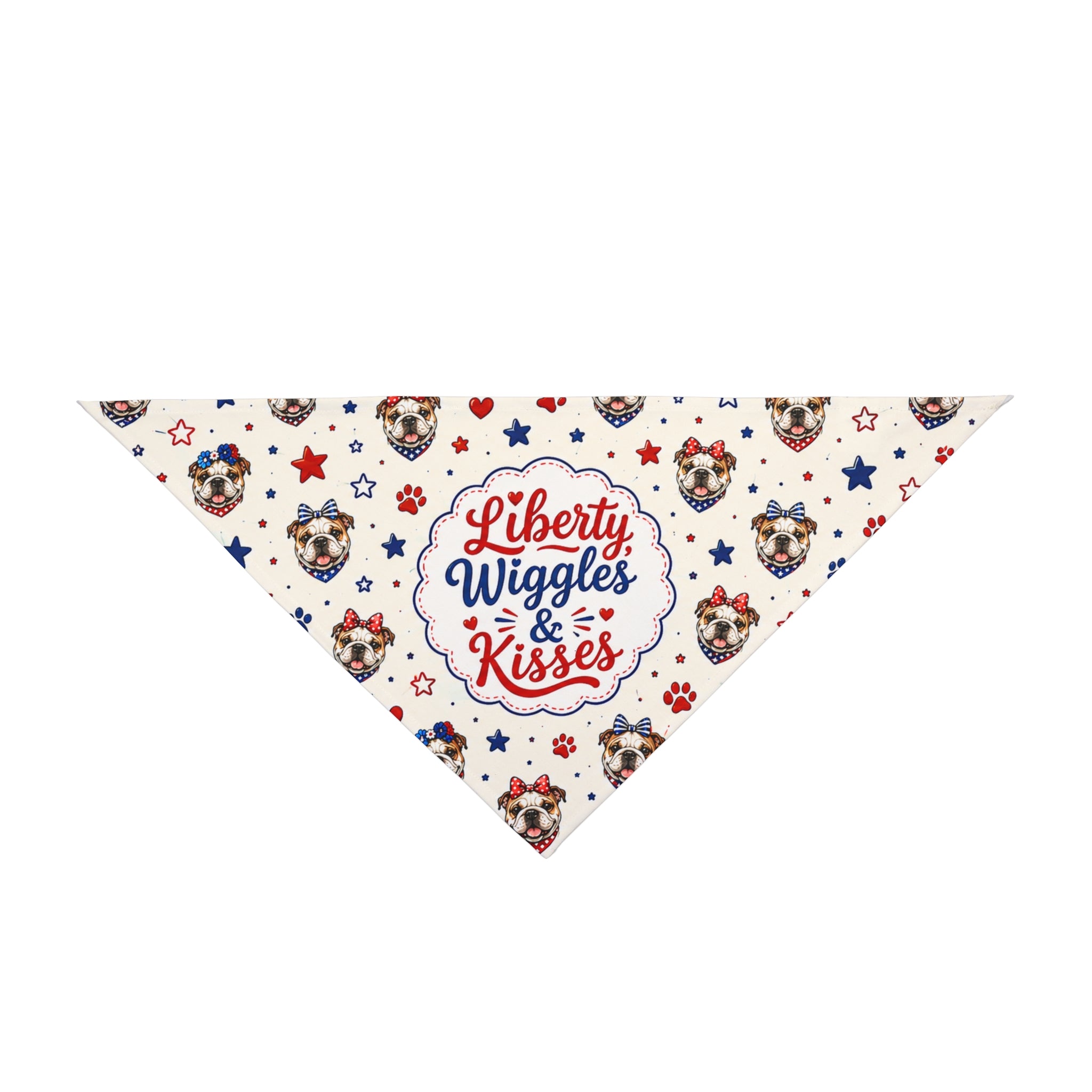 Liberty, Wiggles & Kisses 4th of July Dog Bandana (English)
