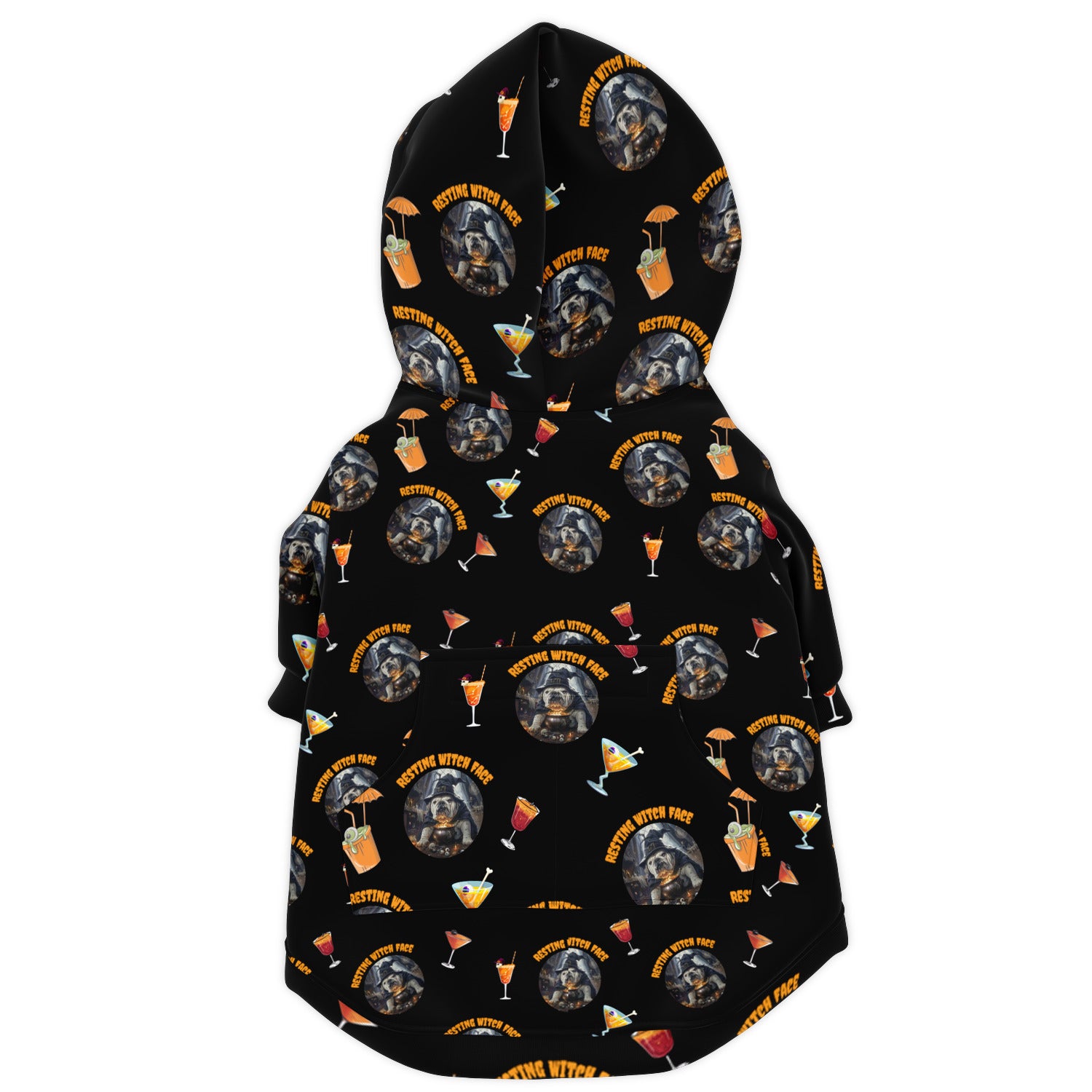 "Resting Witch Face" Zip-Up Dog Hoodie (English)