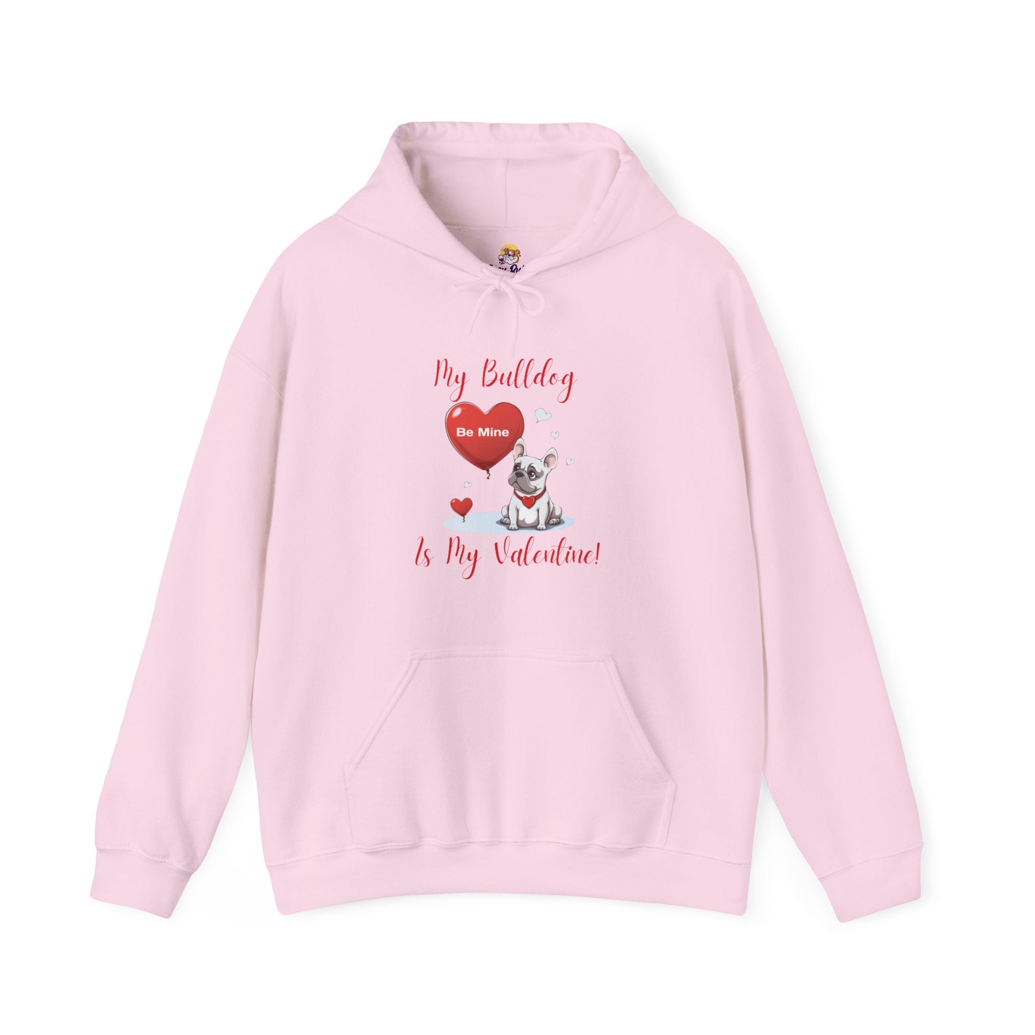 My Bulldog Is My Valentine" - Customizable Bulldog Valentine's Day Hoodie from Tipsy Bully (French/White)