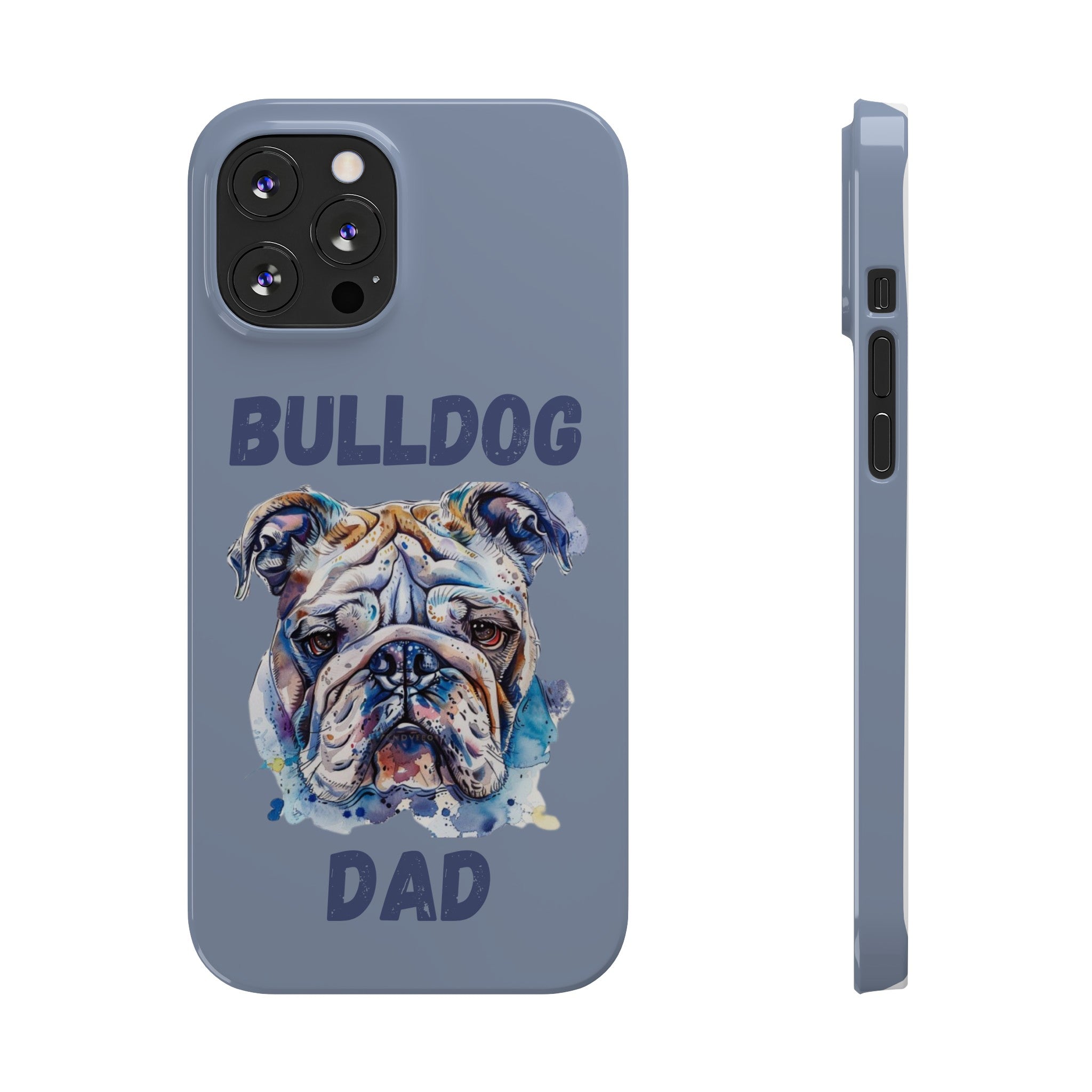Bulldog Dad iPhone Cases (English/Watercolor)