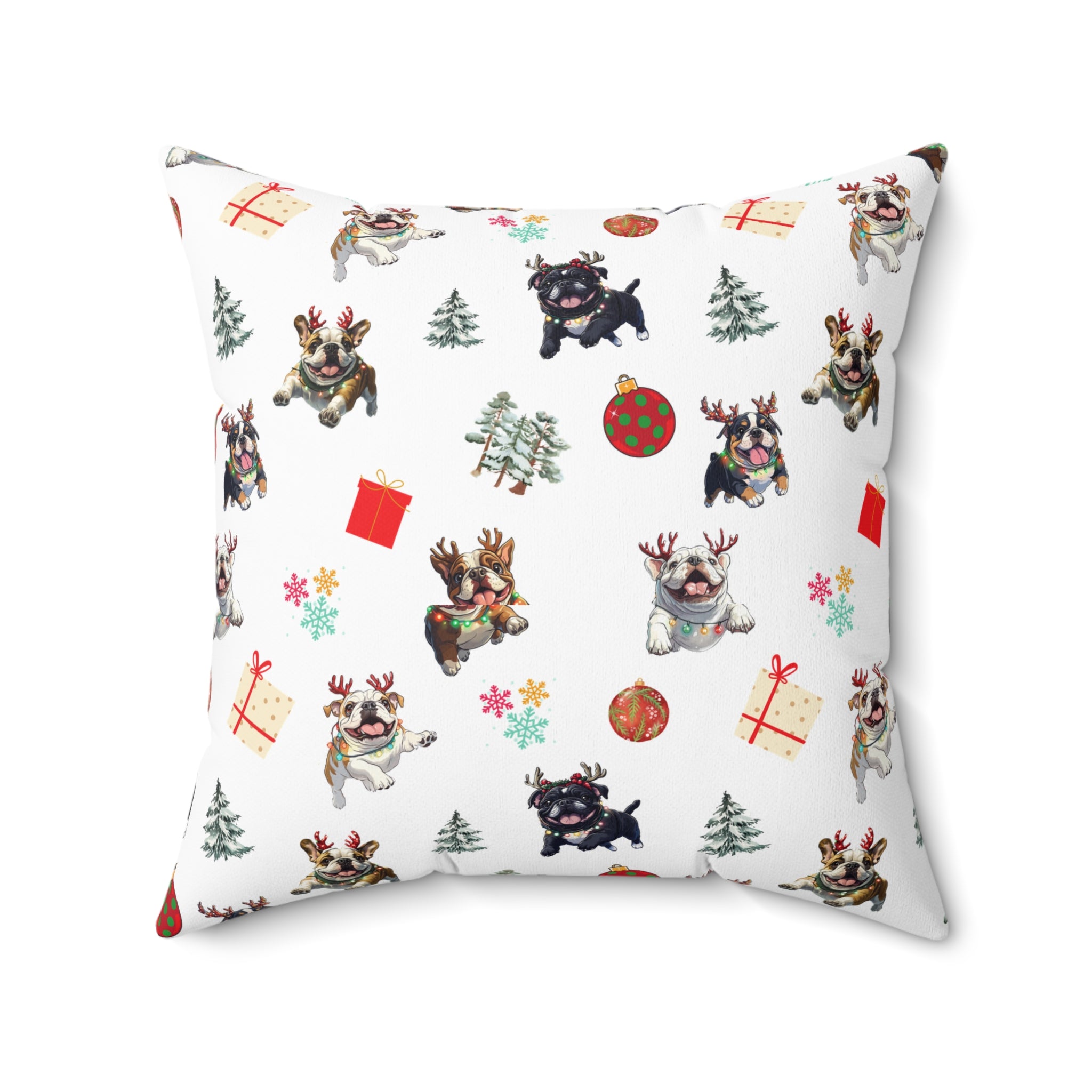 “Tipsy Bulldogs” Christmas pillow (English)