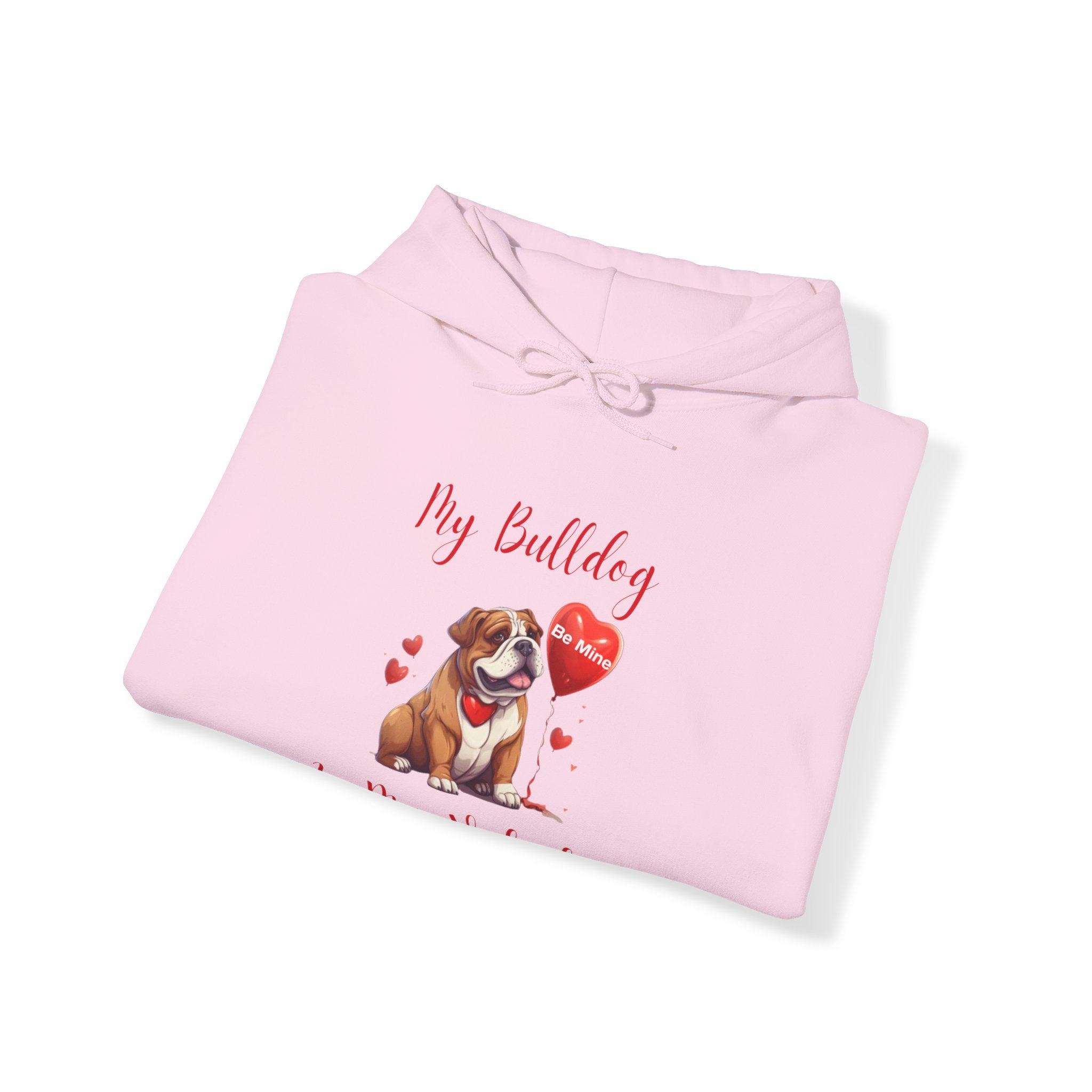 My Bulldog Is My Valentine" - Customizable Bulldog Valentine's Day Hoodie from Tipsy Bully (English/Brown)