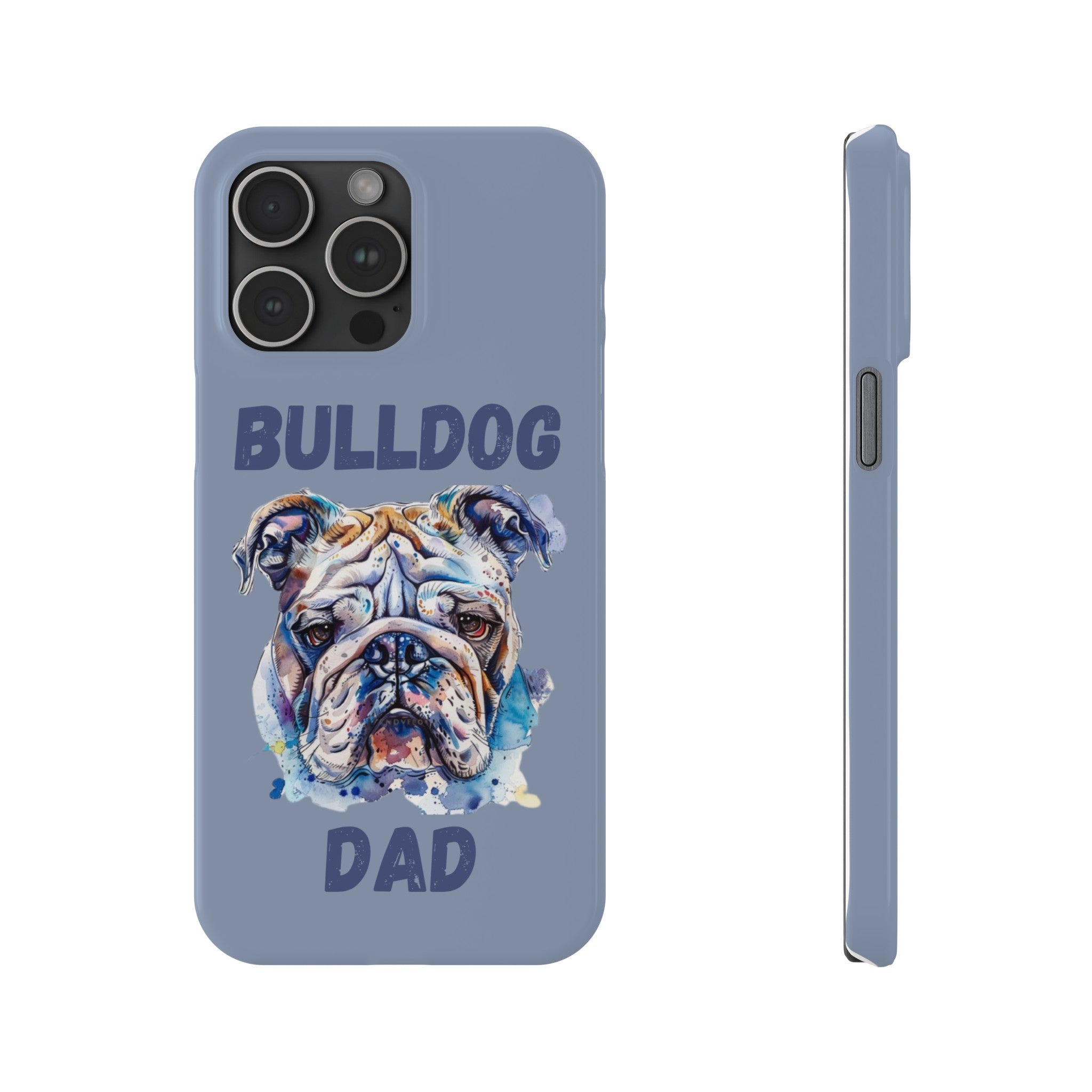Bulldog Dad iPhone Cases (English/Watercolor)