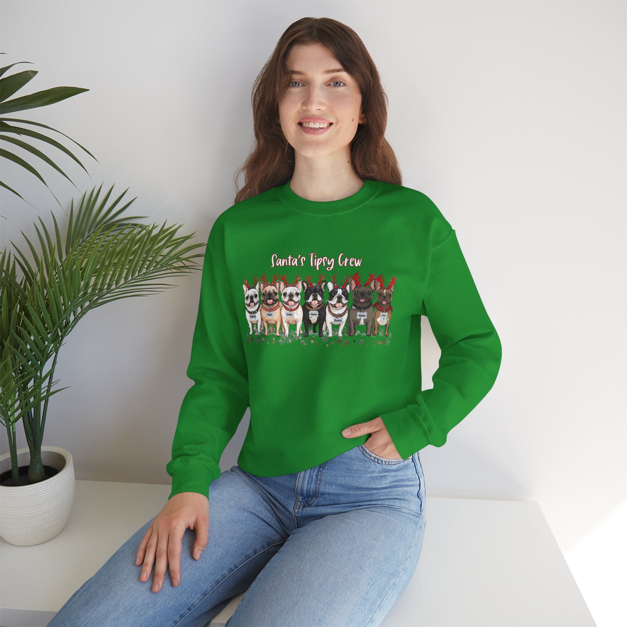 “Santa’s Tipsy Crew” Christmas Crewneck Sweatshirt - Unisex option 9 - French Bulldog mom sweatshirt | Tipsy Bully