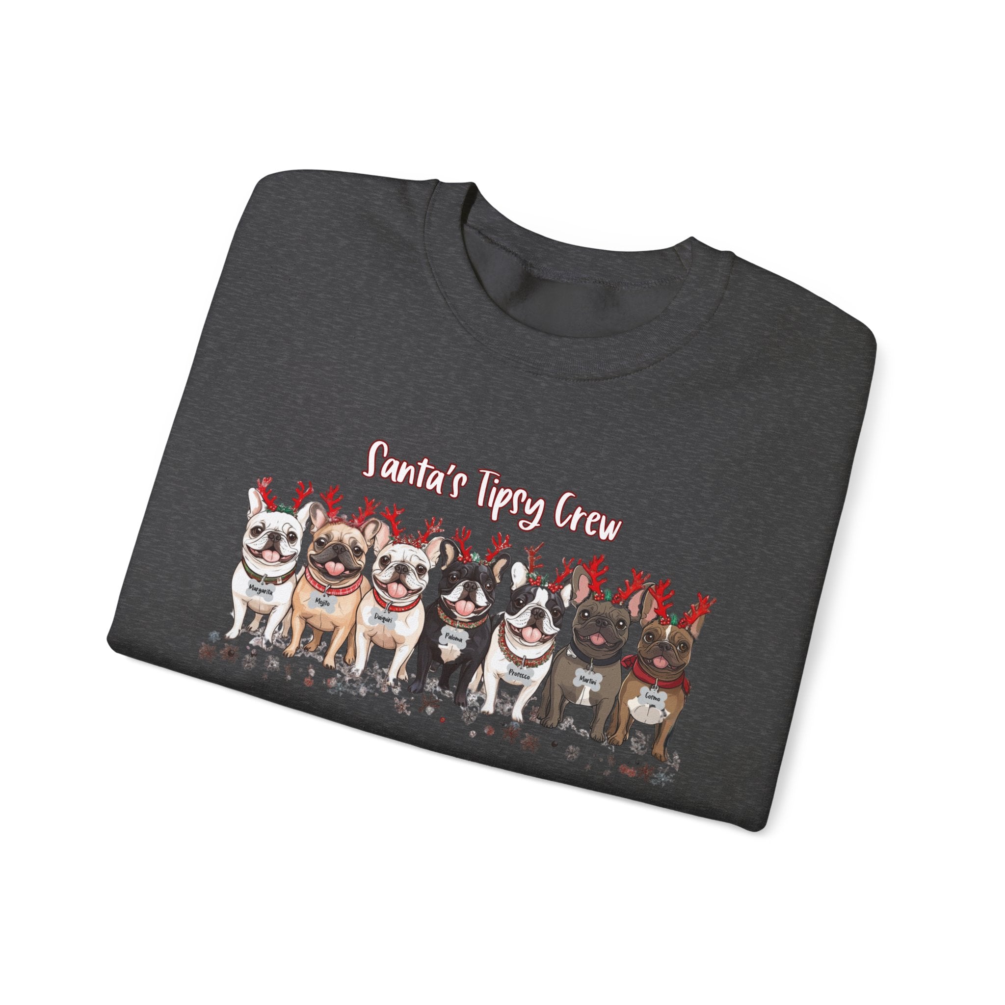 “Santa’s Tipsy Crew” Christmas Crewneck Sweatshirt - Unisex option 17 - French Bulldog mom sweatshirt | Tipsy Bully