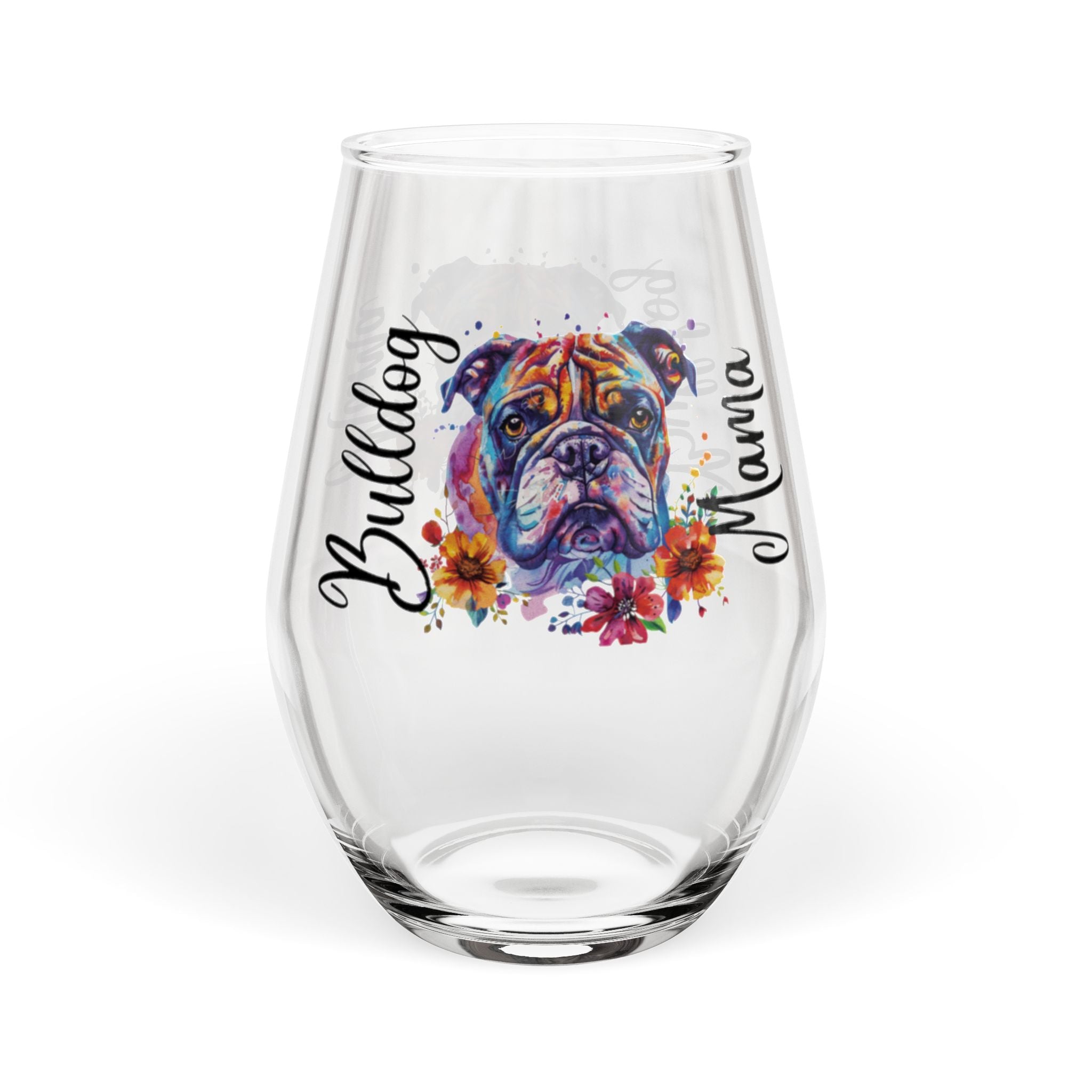 Bulldog Mama Stemless Wine Glass (English1)