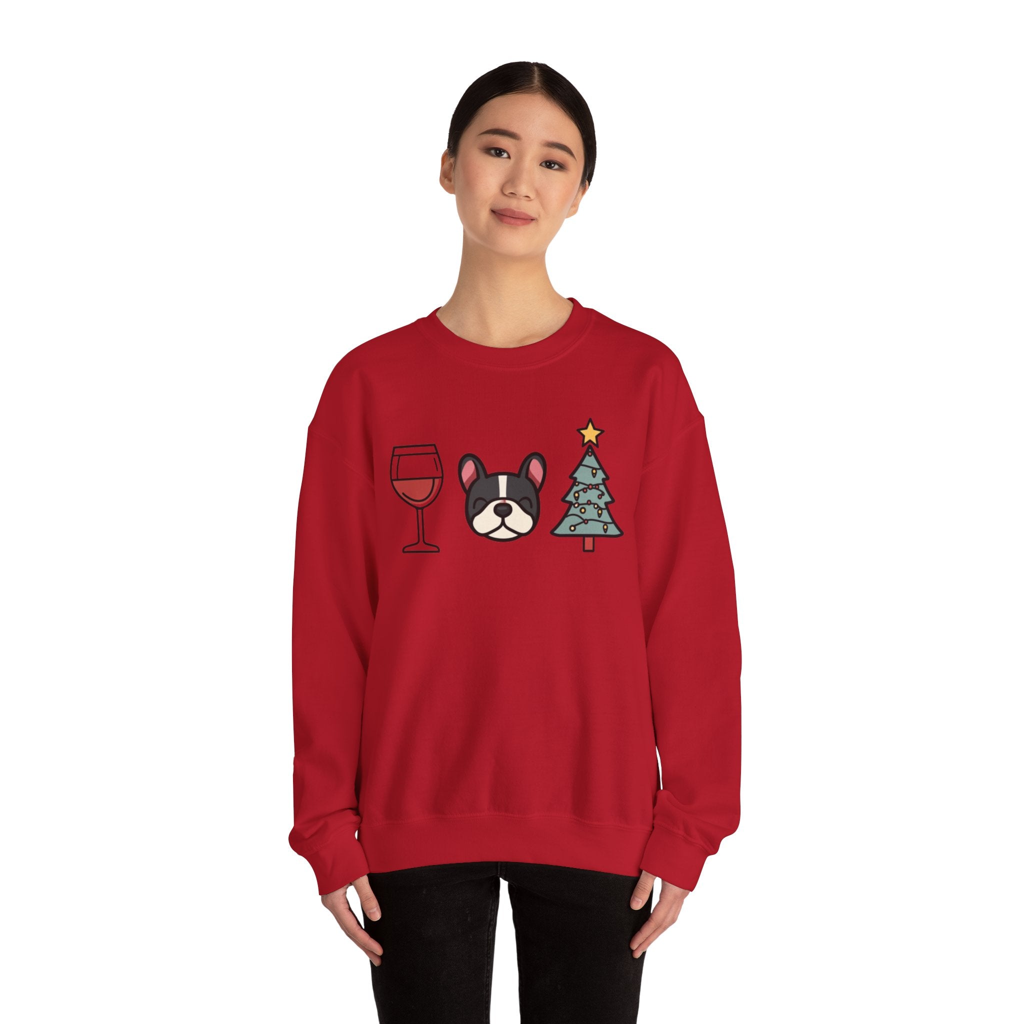 "Santa Paws & Merlot Cheer" Christmas Crewneck Sweatshirt - Unisex (French)