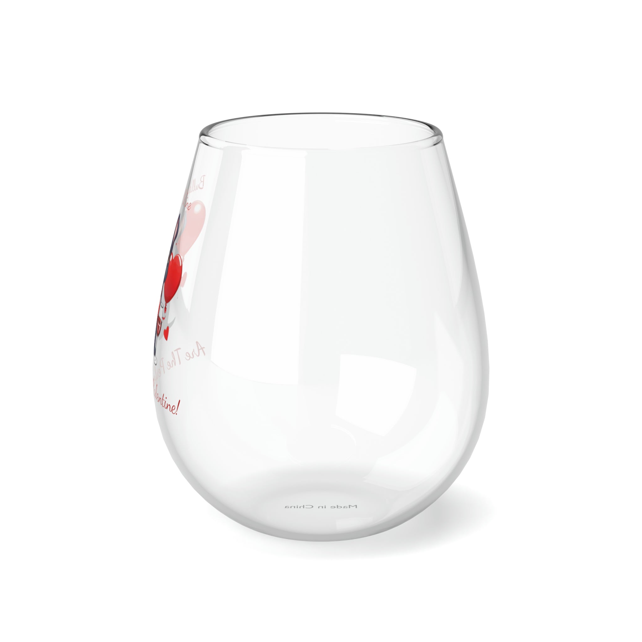 Bulldogs & Wine Are the Perfect Valentine! Stemless Wine Glass - Black French