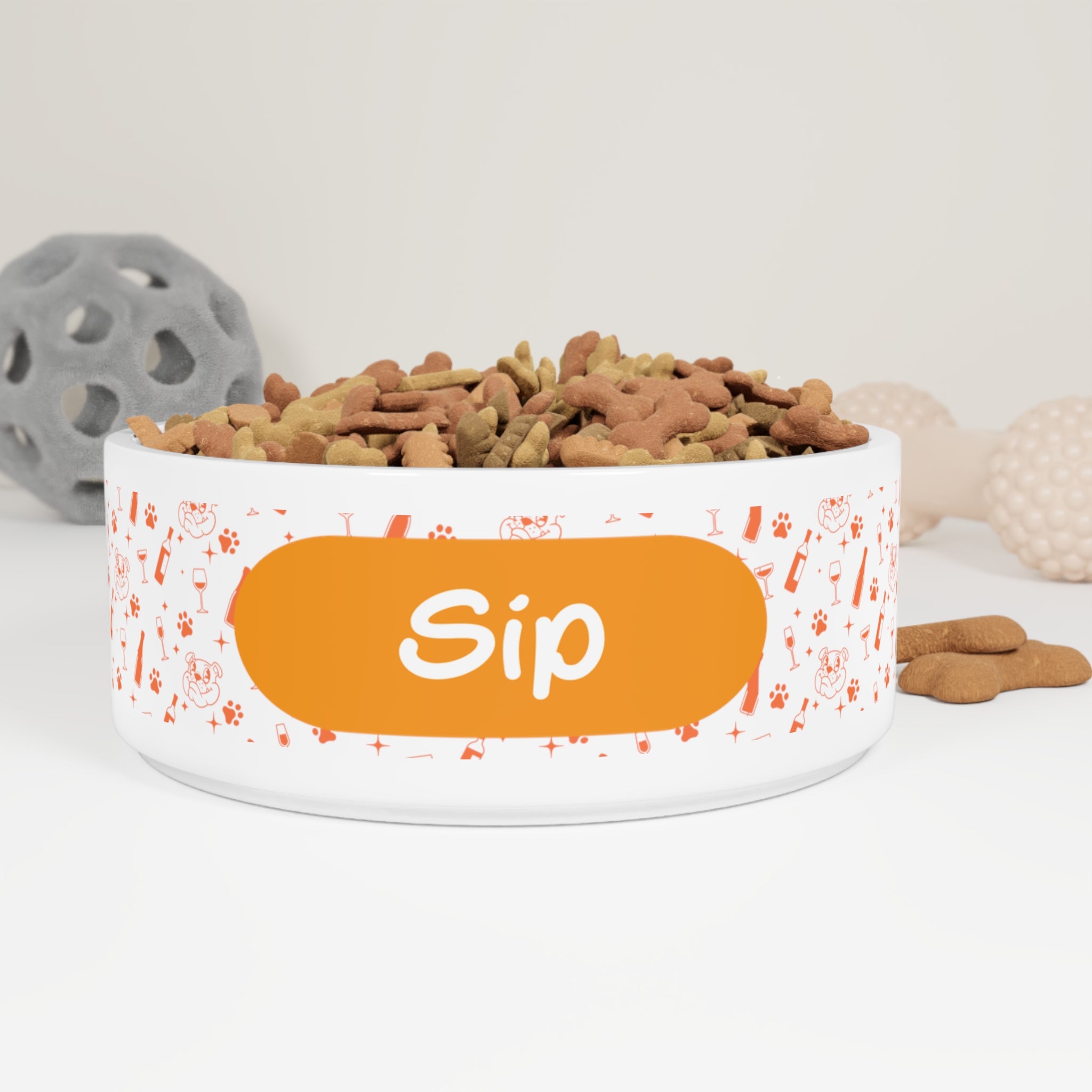 Tipsy Bully "Sip" Dog Water Bowl (Orange)
