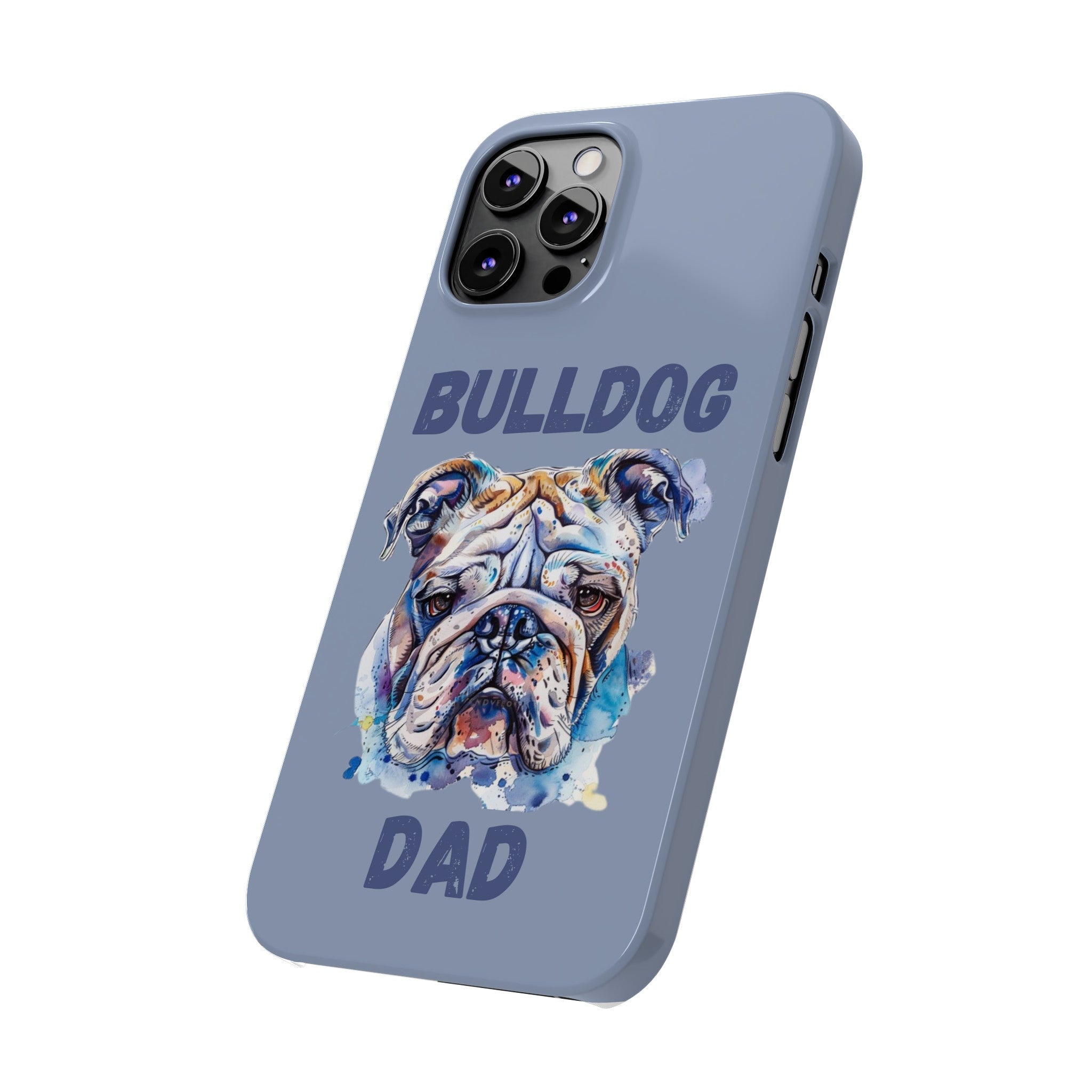 Bulldog Dad iPhone Cases (English/Watercolor)