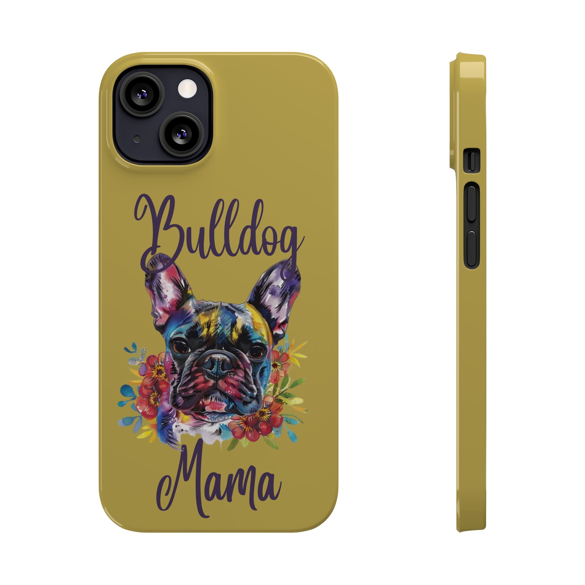 Bulldog Mama iPhone Cases (French/Lime)