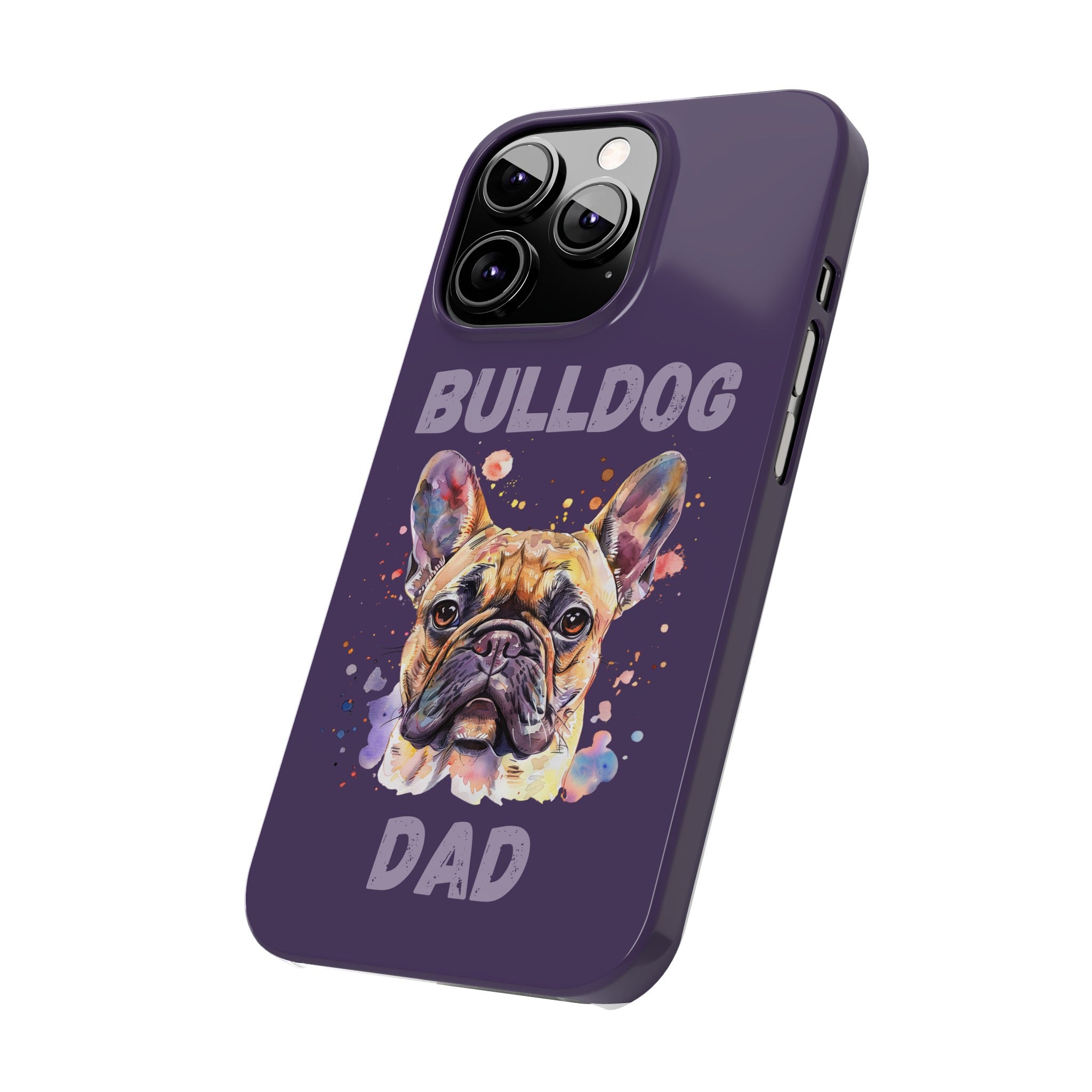 Bulldog Dad iPhone Cases (French/Purple)