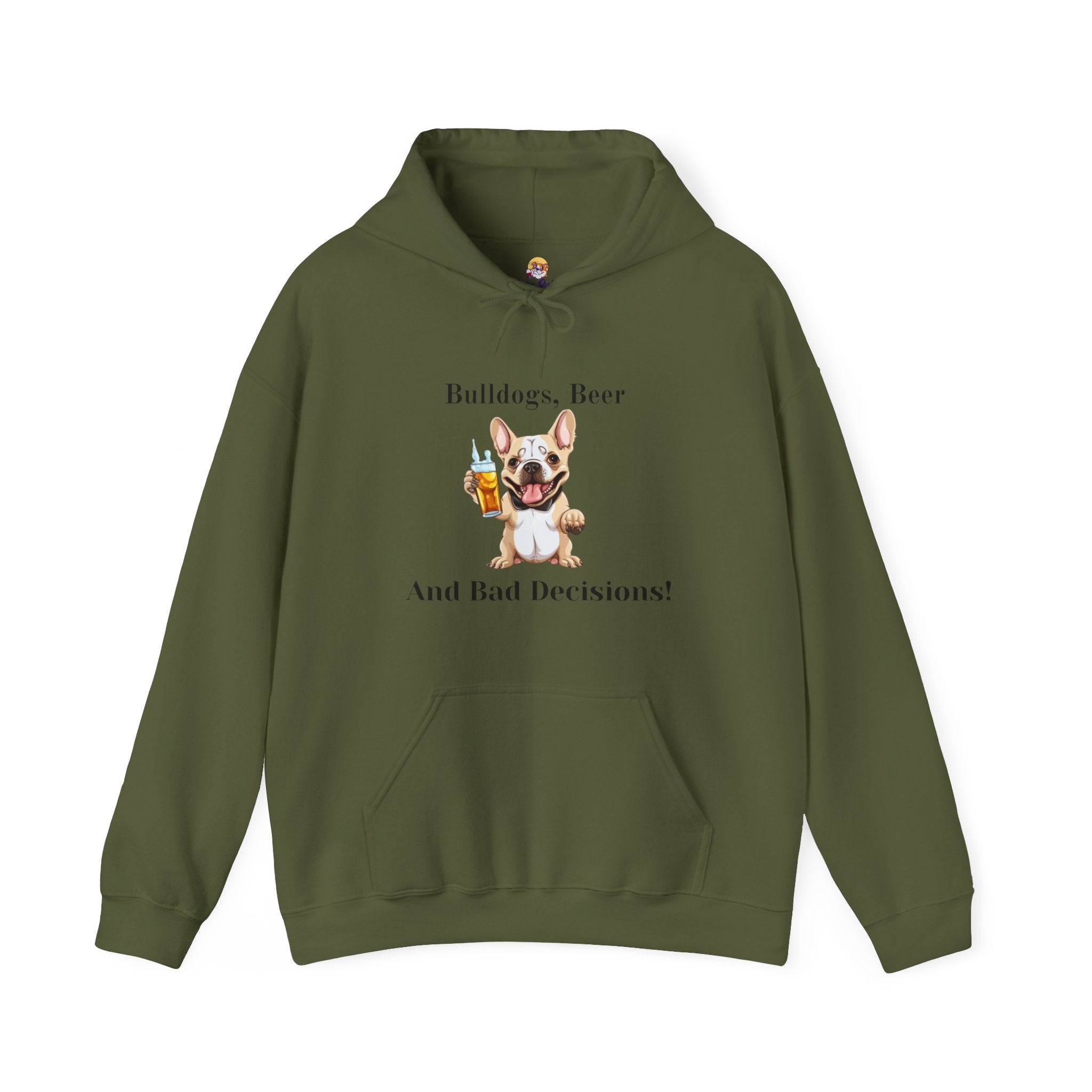 Bulldogs, Beer, and Bad Decisions" Hoodie - Your Go-To Gear for Mischievous Times! (French/White)