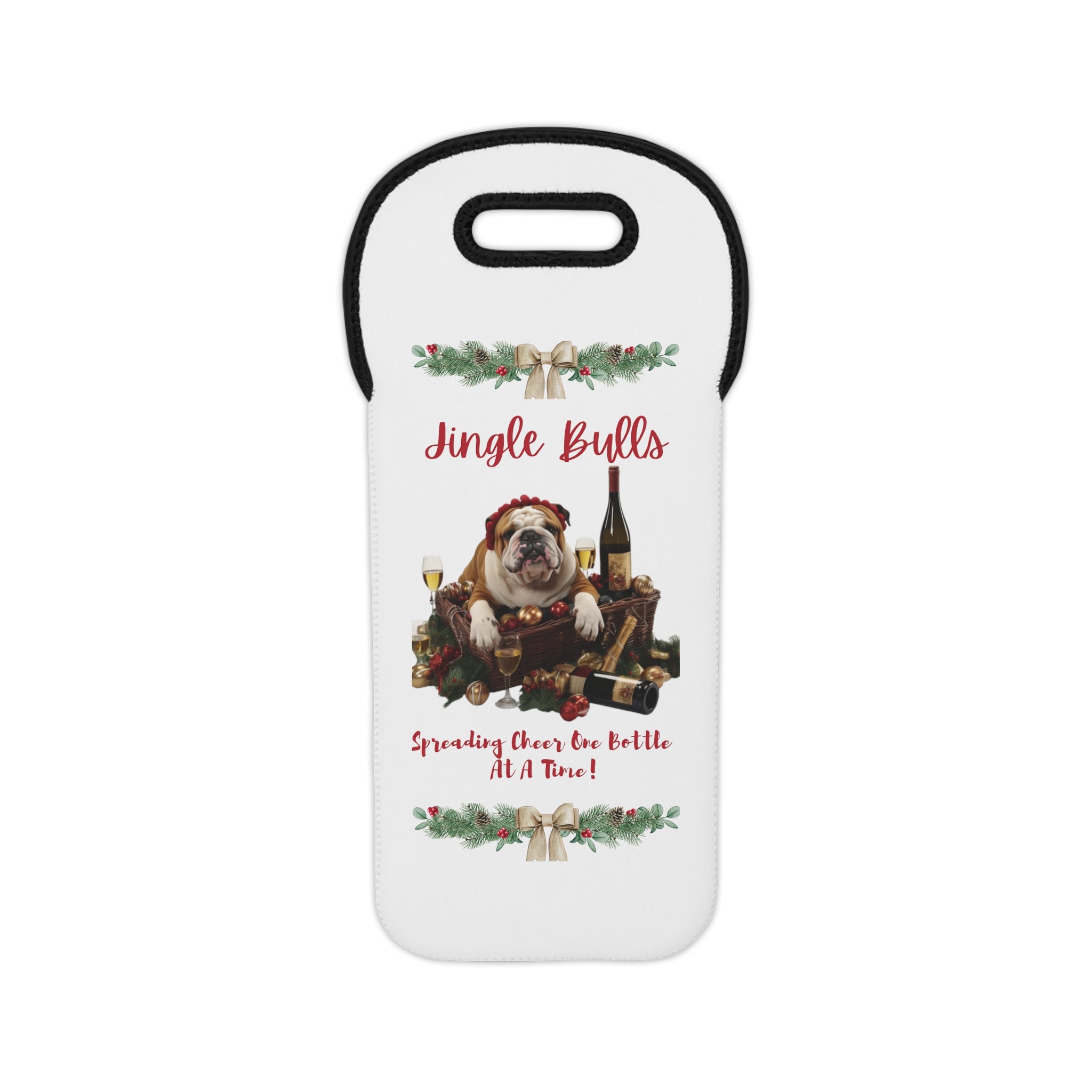ππ· Tipsy Bully's "Jingle Bulls - Spreading Cheer One Bottle At A Time" Wine Tote π·π English Bulldog