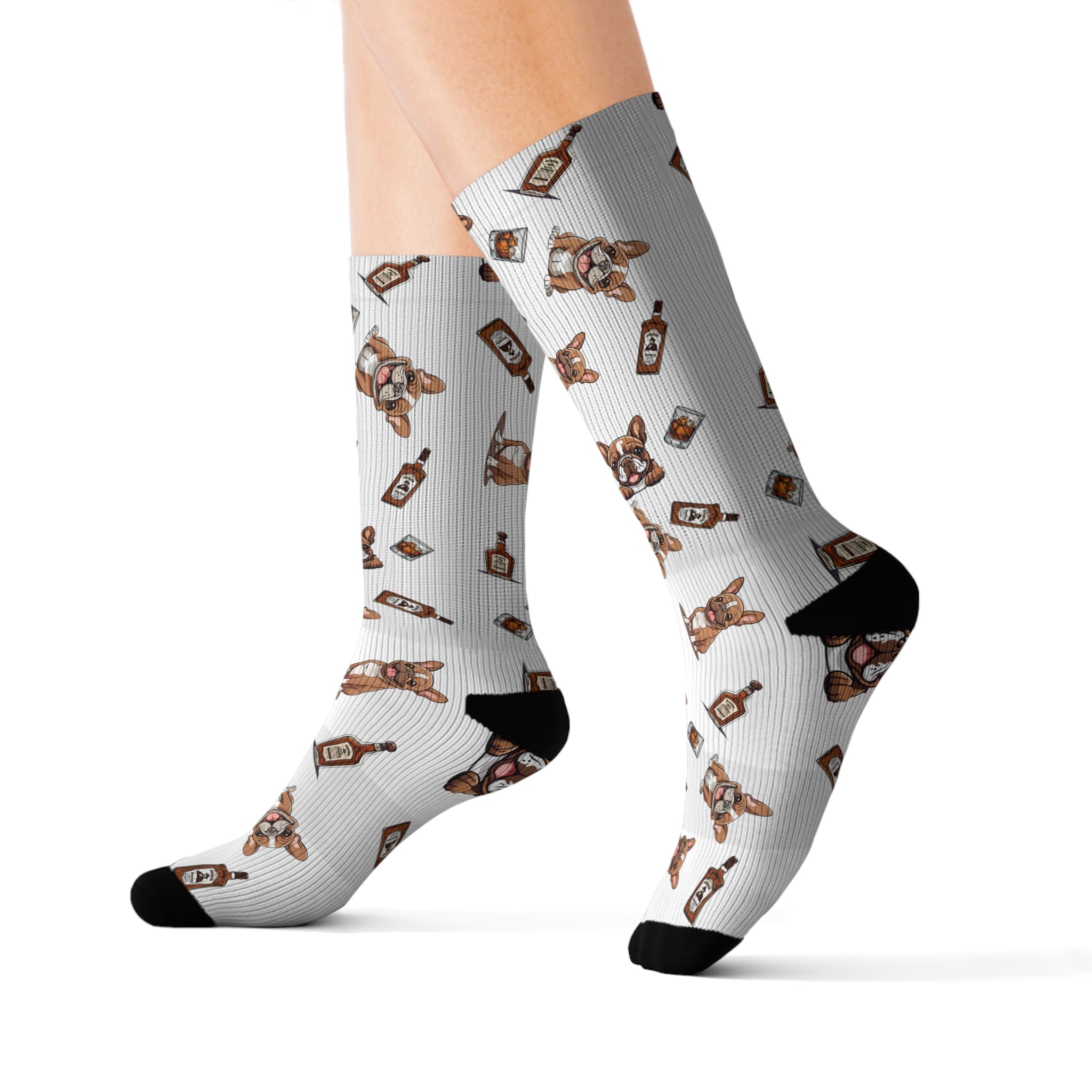 Tipsy Bully Bourbon & Bulldog Socks (French/Brown)