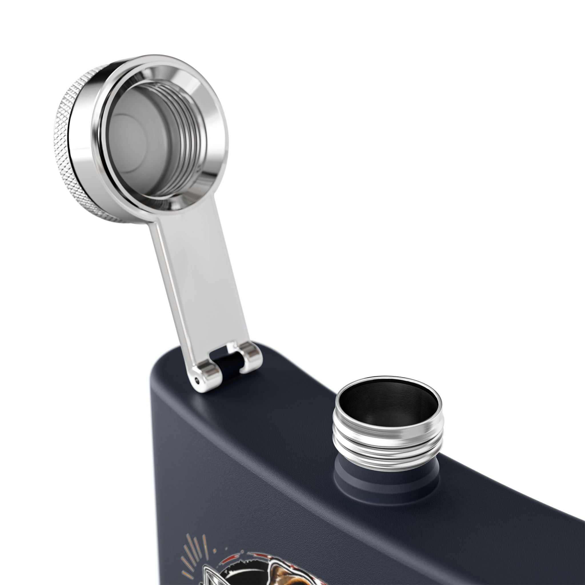 Bulldog Dad 6oz Stainless Steel Flask — "Fueled by Bourbon & Bad Decisions" (English)