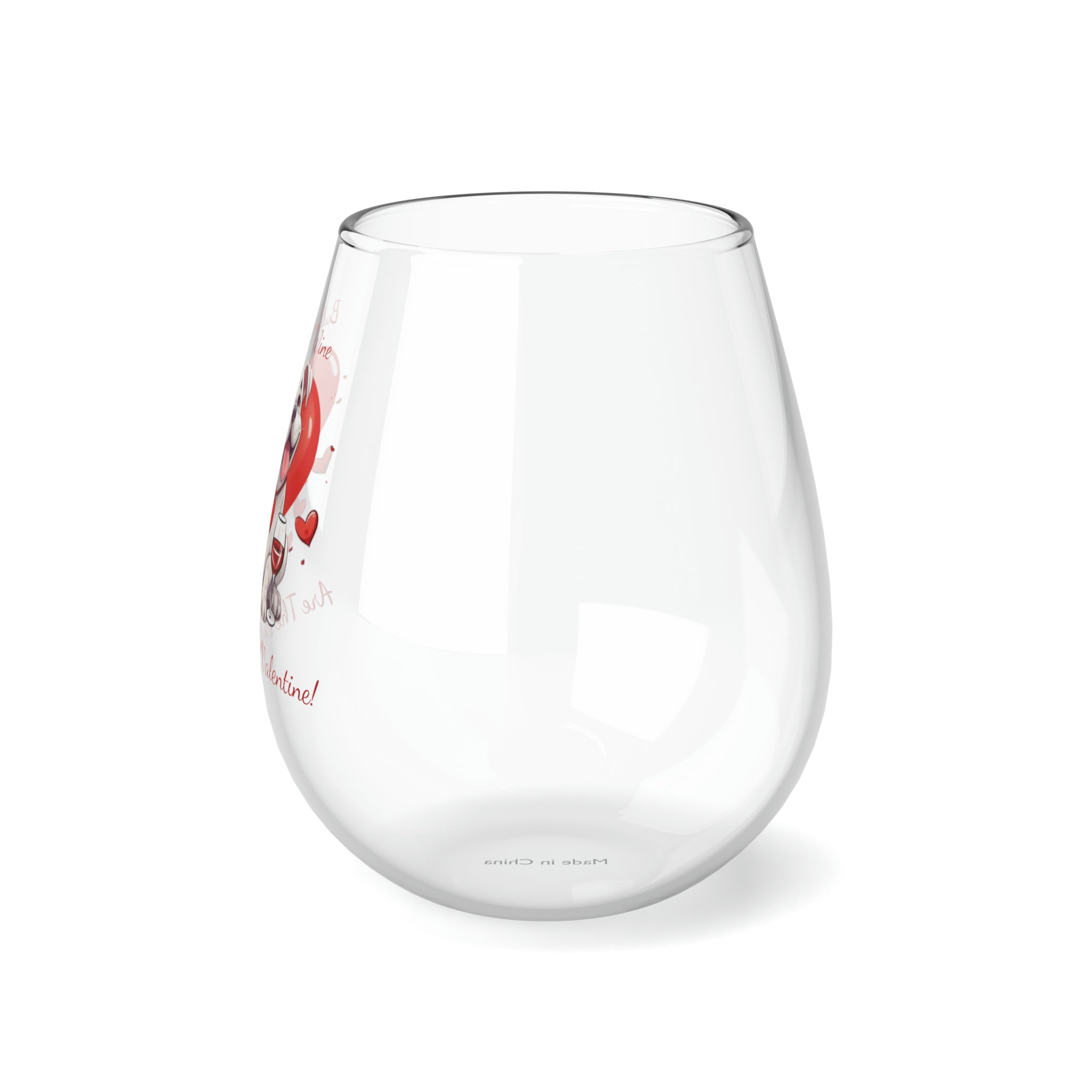 Bulldogs & Wine Are the Perfect Valentine! Stemless Wine Glass - English Bulldog