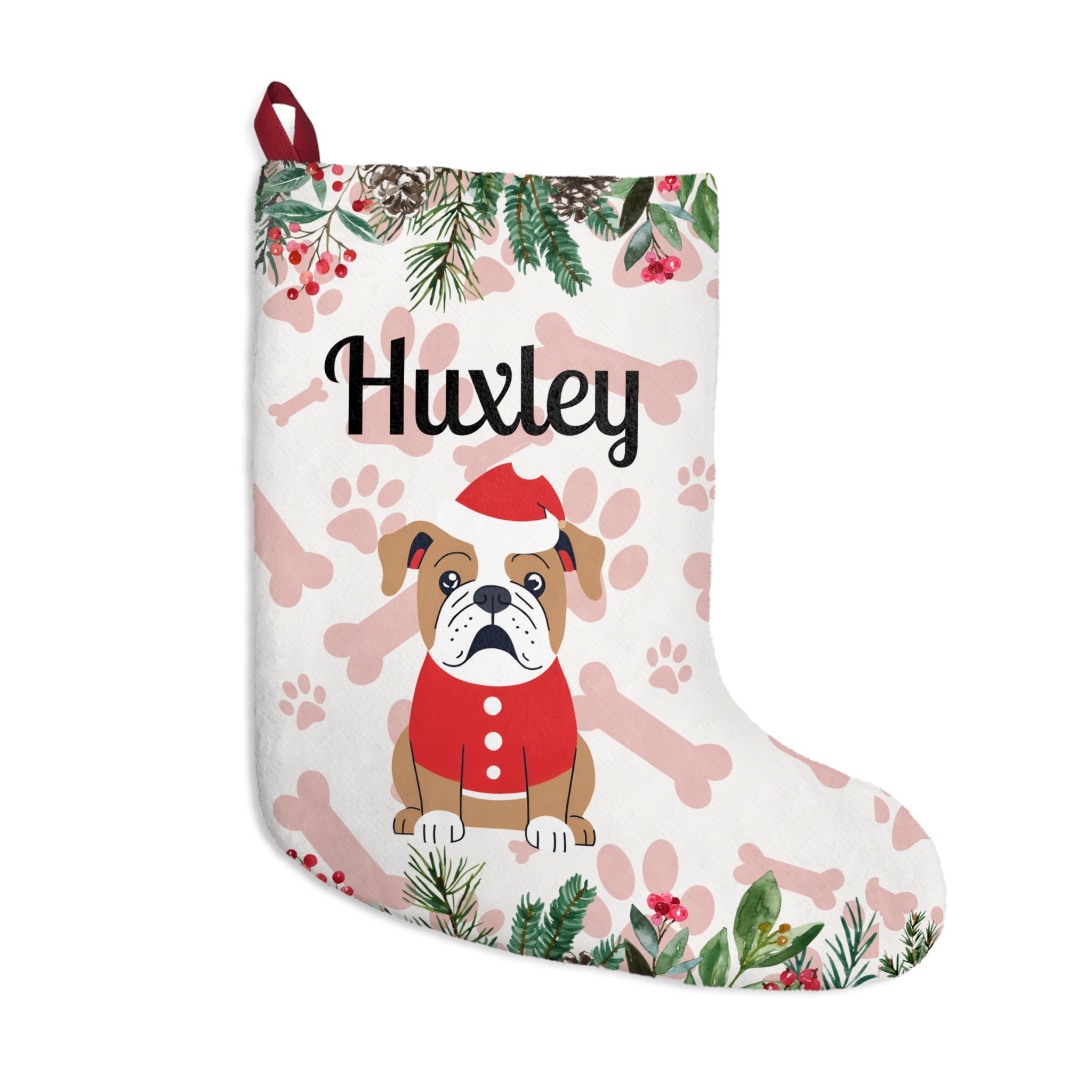 Personalized Bulldog Christmas Stockings (English)