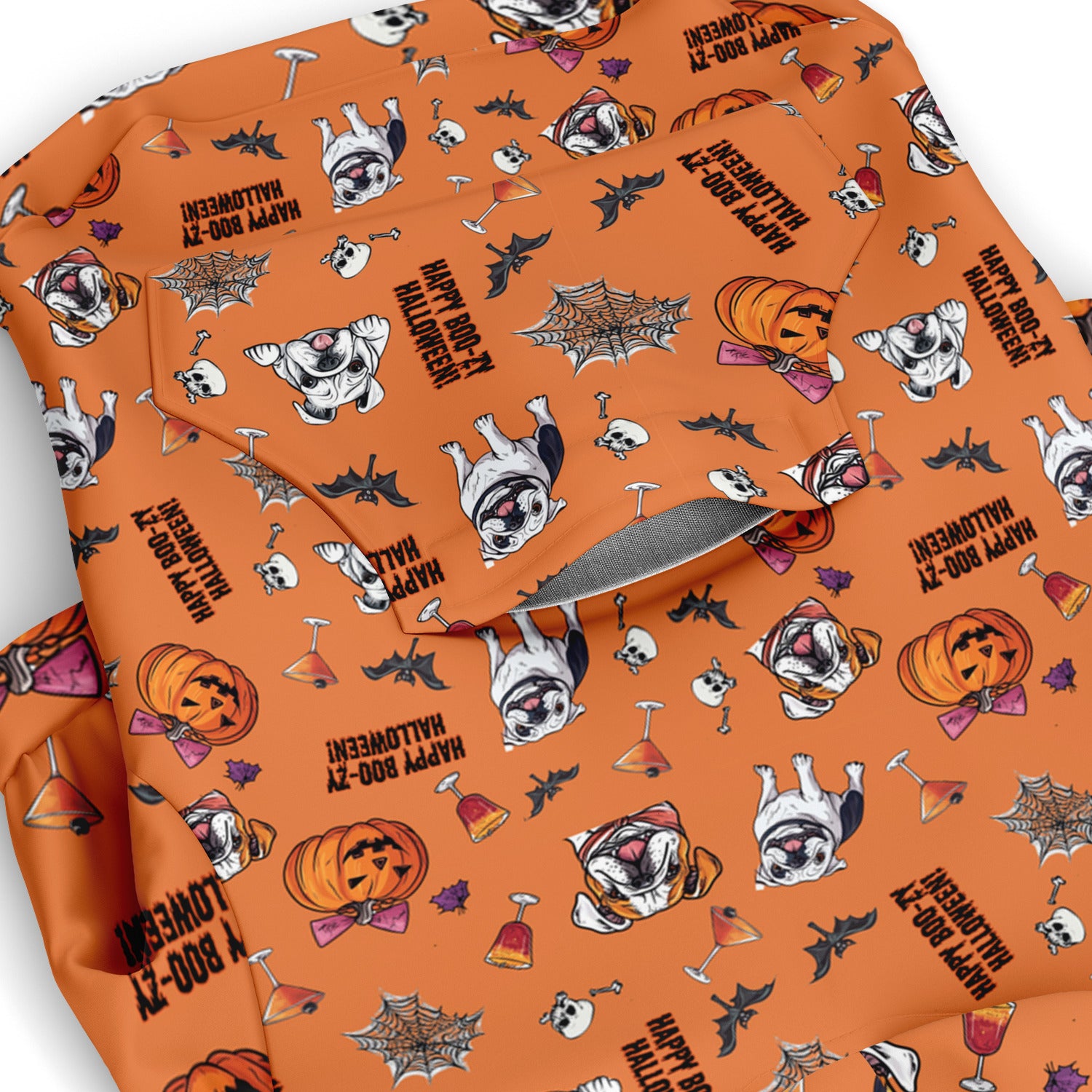 "Happy Boo-zy Halloween" Zip-Up Dog Hoodie (English)