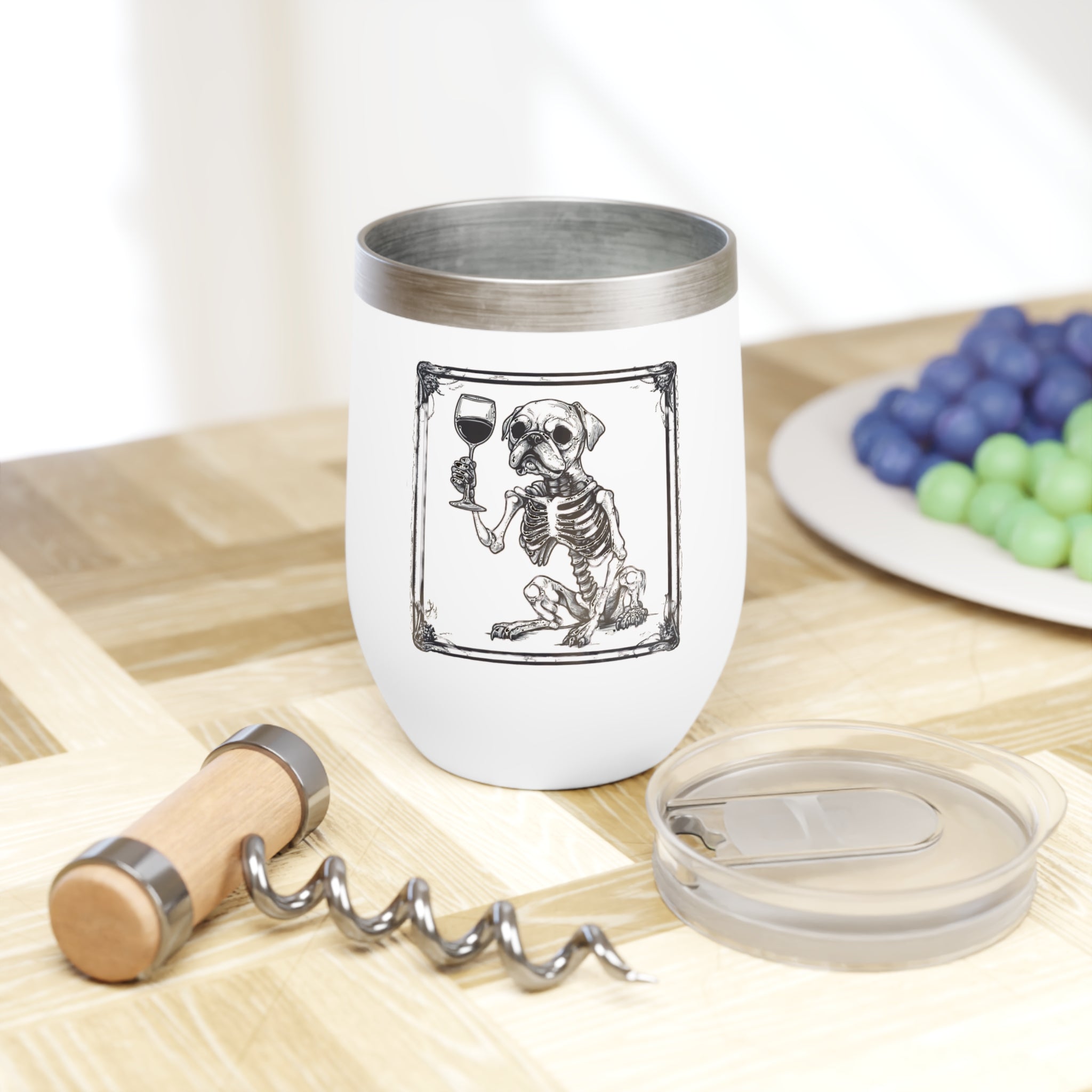 Skeleton Dog Wine Tumbler - Chill Vibes for Dog Lovers