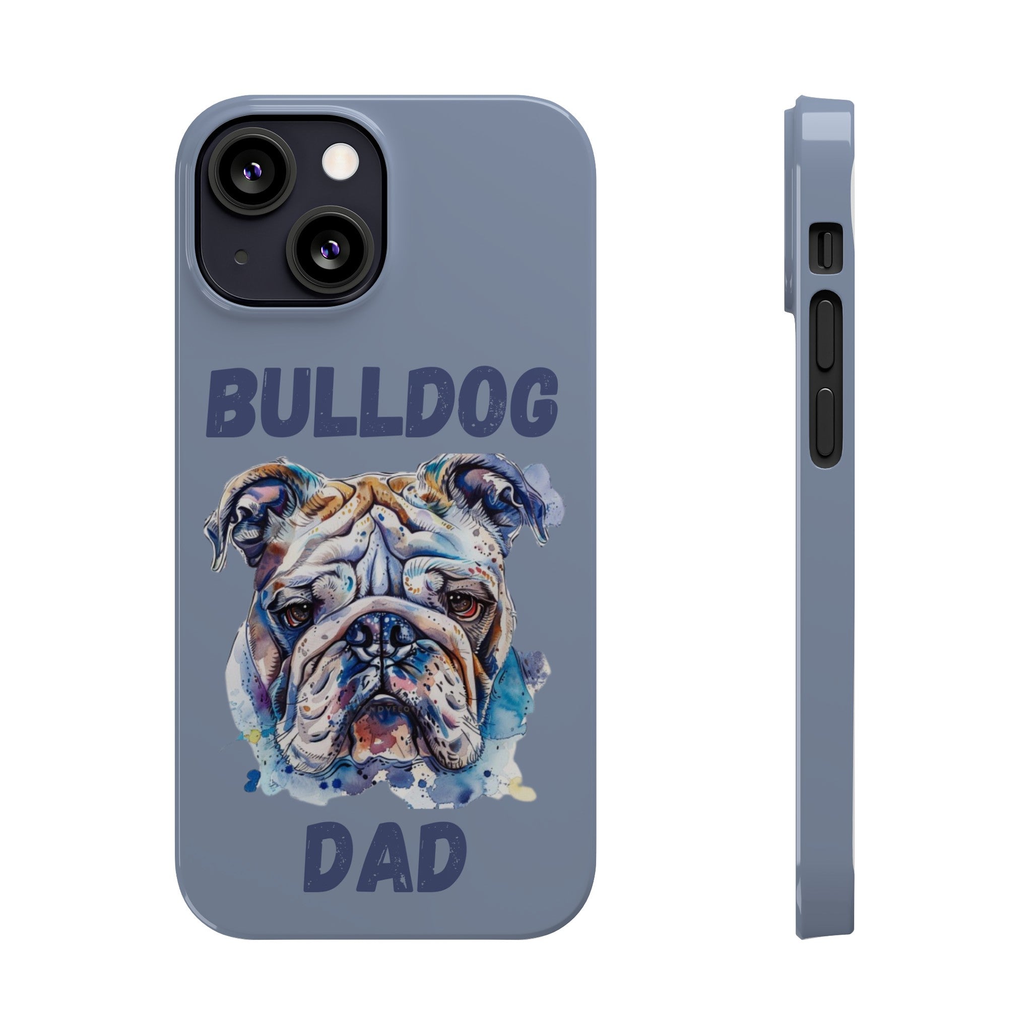 Bulldog Dad iPhone Cases (English/Watercolor)