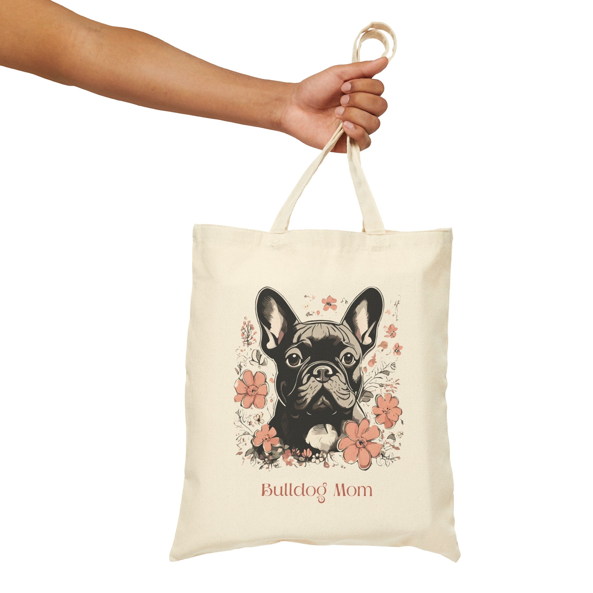 Bulldog Mom Canvas Tote (French/Black)
